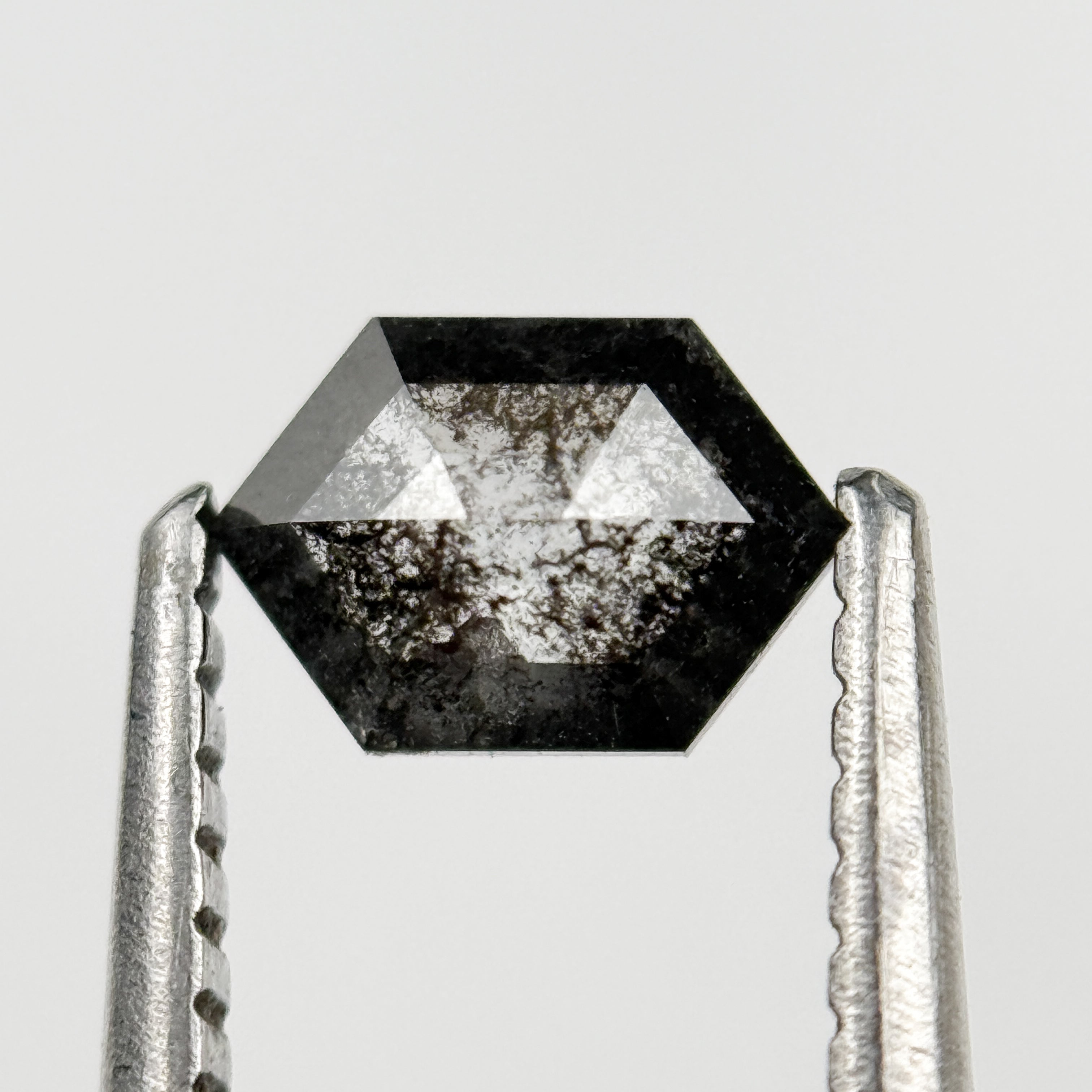 0.44 Ct Hexagon Rose Cut Grey Natural Salt and Pepper Diamond