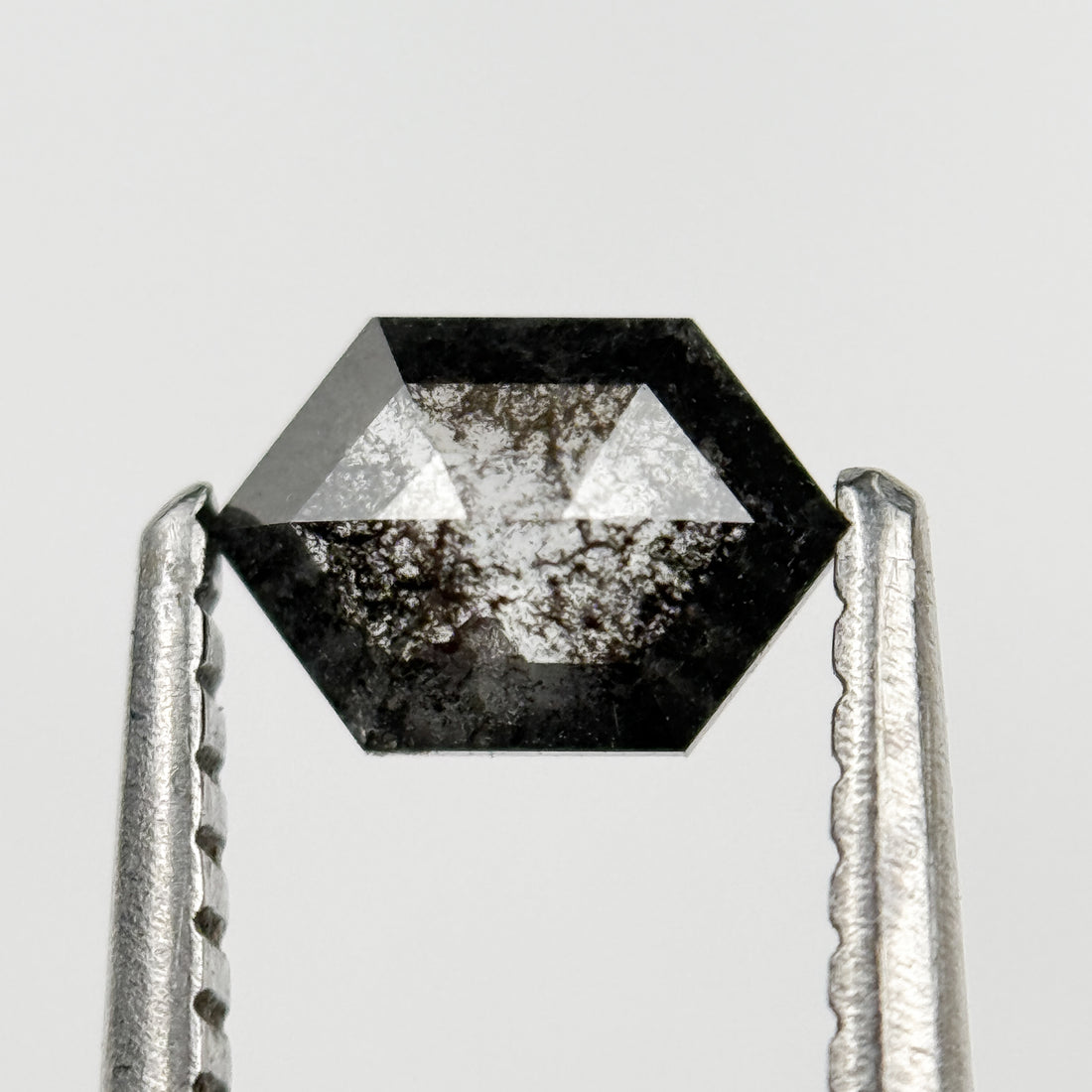 0.44 Ct Hexagon Rose Cut Grey Natural Salt and Pepper Diamond