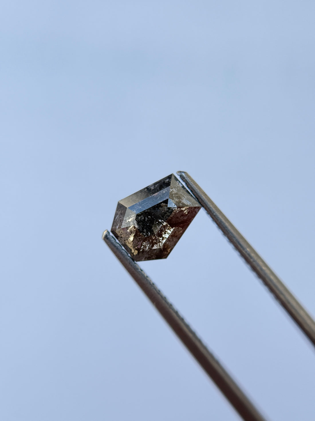 1.49 Ct Coffin Rose Cut Grey Natural Salt and Pepper Diamond