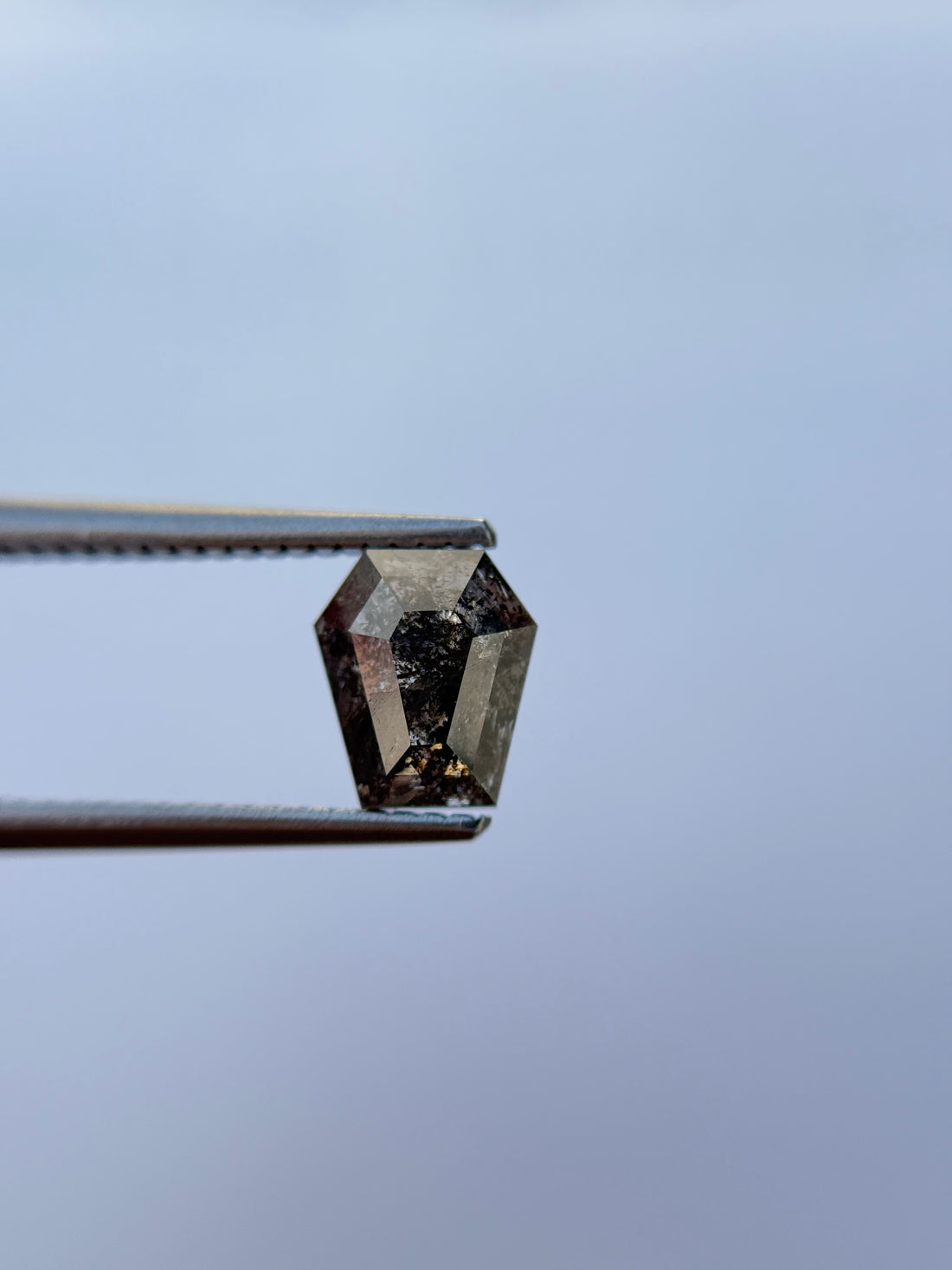 1.49 Ct Coffin Rose Cut Grey Natural Salt and Pepper Diamond