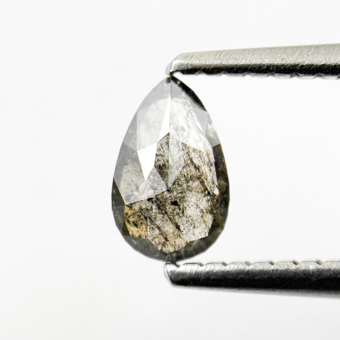 0.37 Ct Pear Rose Cut Grey Natural Salt and Pepper Diamond