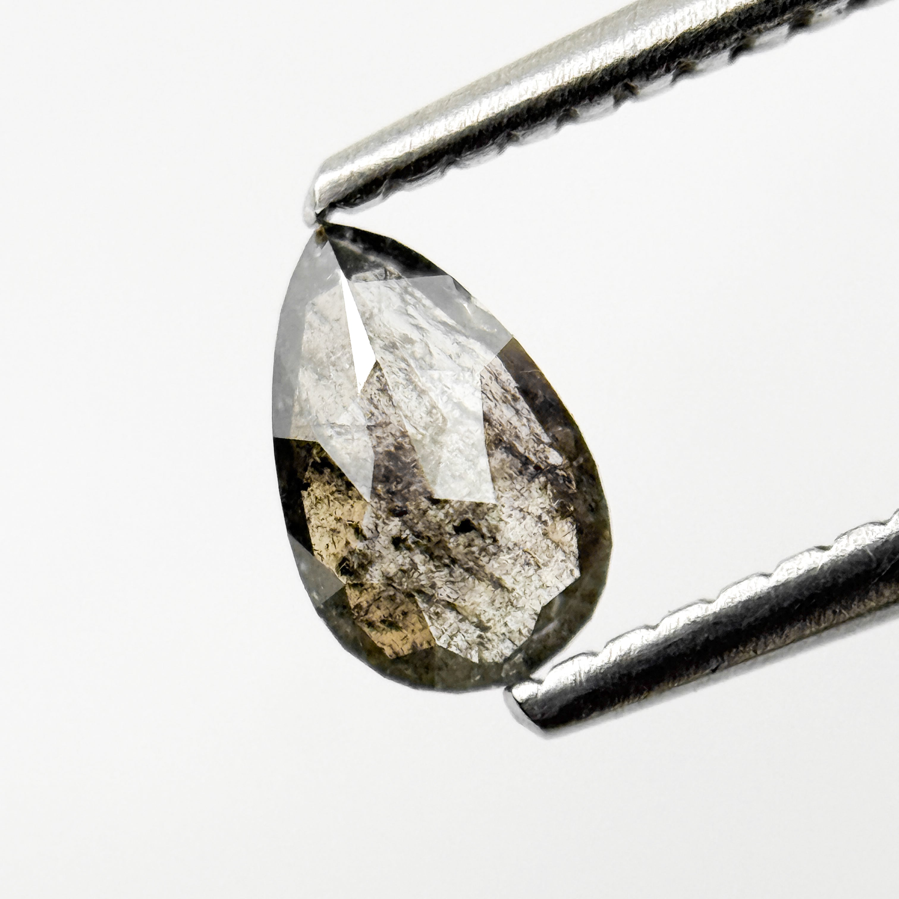 0.37 Ct Pear Rose Cut Grey Natural Salt and Pepper Diamond