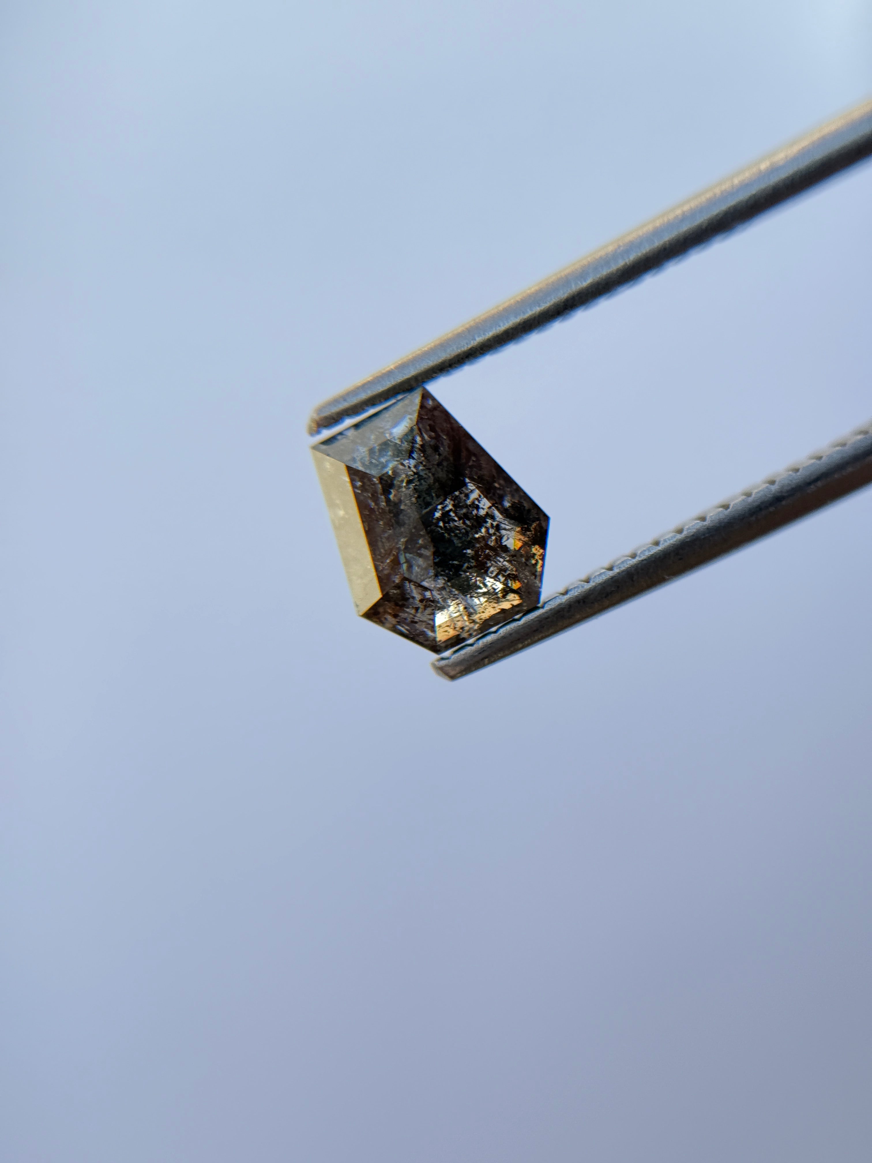 1.49 Ct Coffin Rose Cut Grey Natural Salt and Pepper Diamond