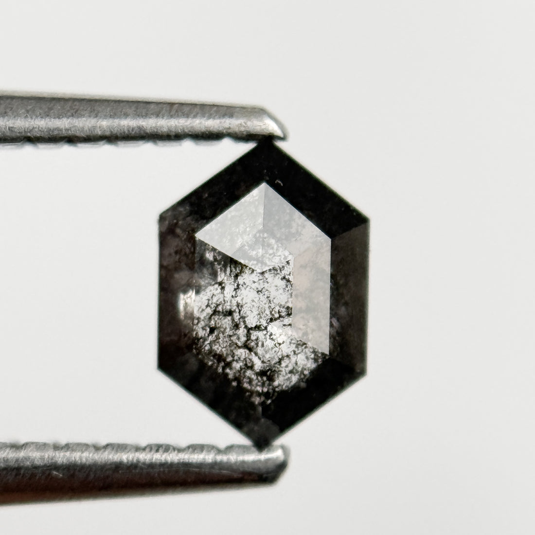 0.44 Ct Hexagon Rose Cut Grey Natural Salt and Pepper Diamond