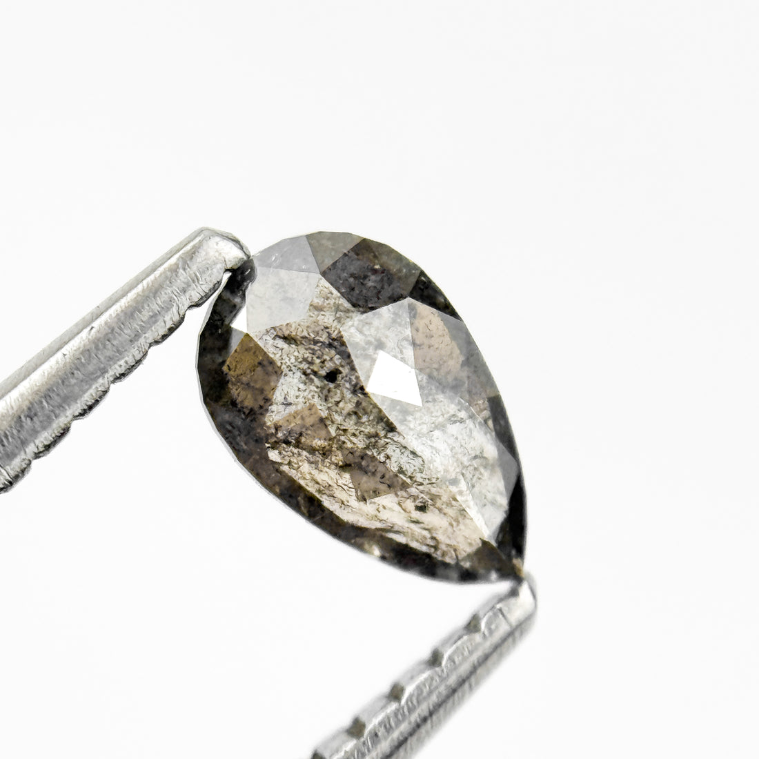 0.37 Ct Pear Rose Cut Grey Natural Salt and Pepper Diamond