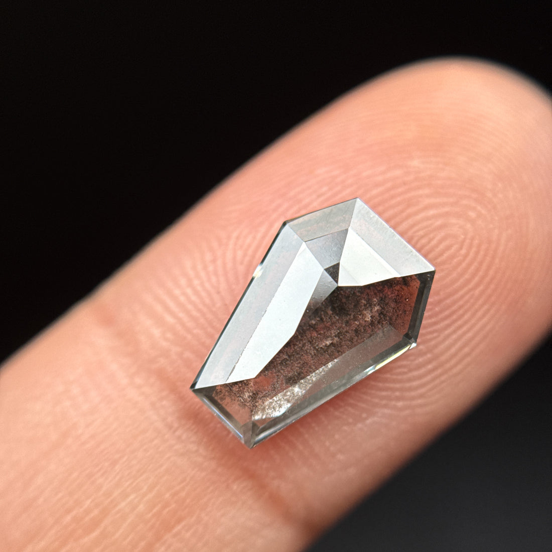 2.84 Ct Coffin Rose Cut Grey Natural Antique Diamond