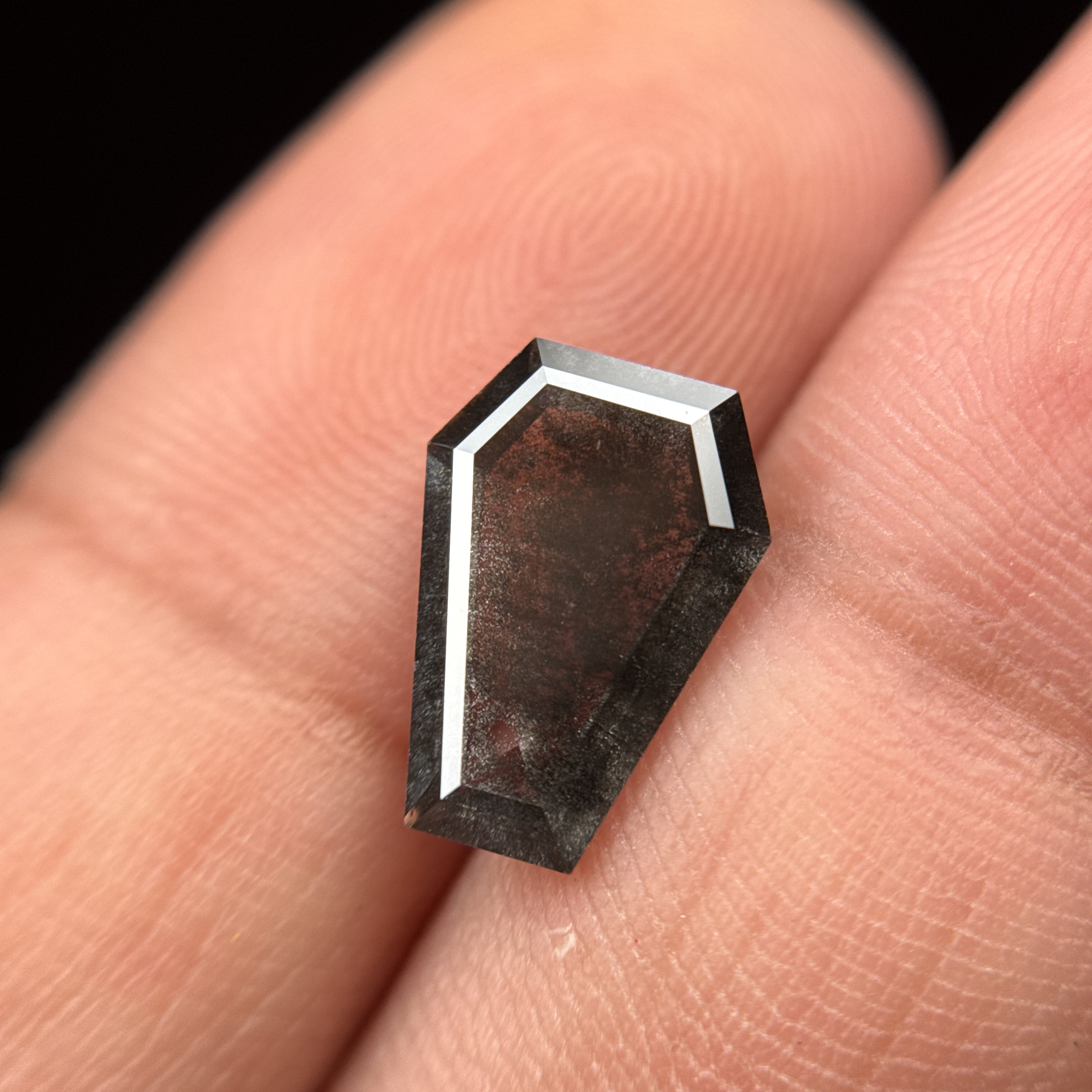 2.84 Ct Coffin Rose Cut Grey Natural Antique Diamond