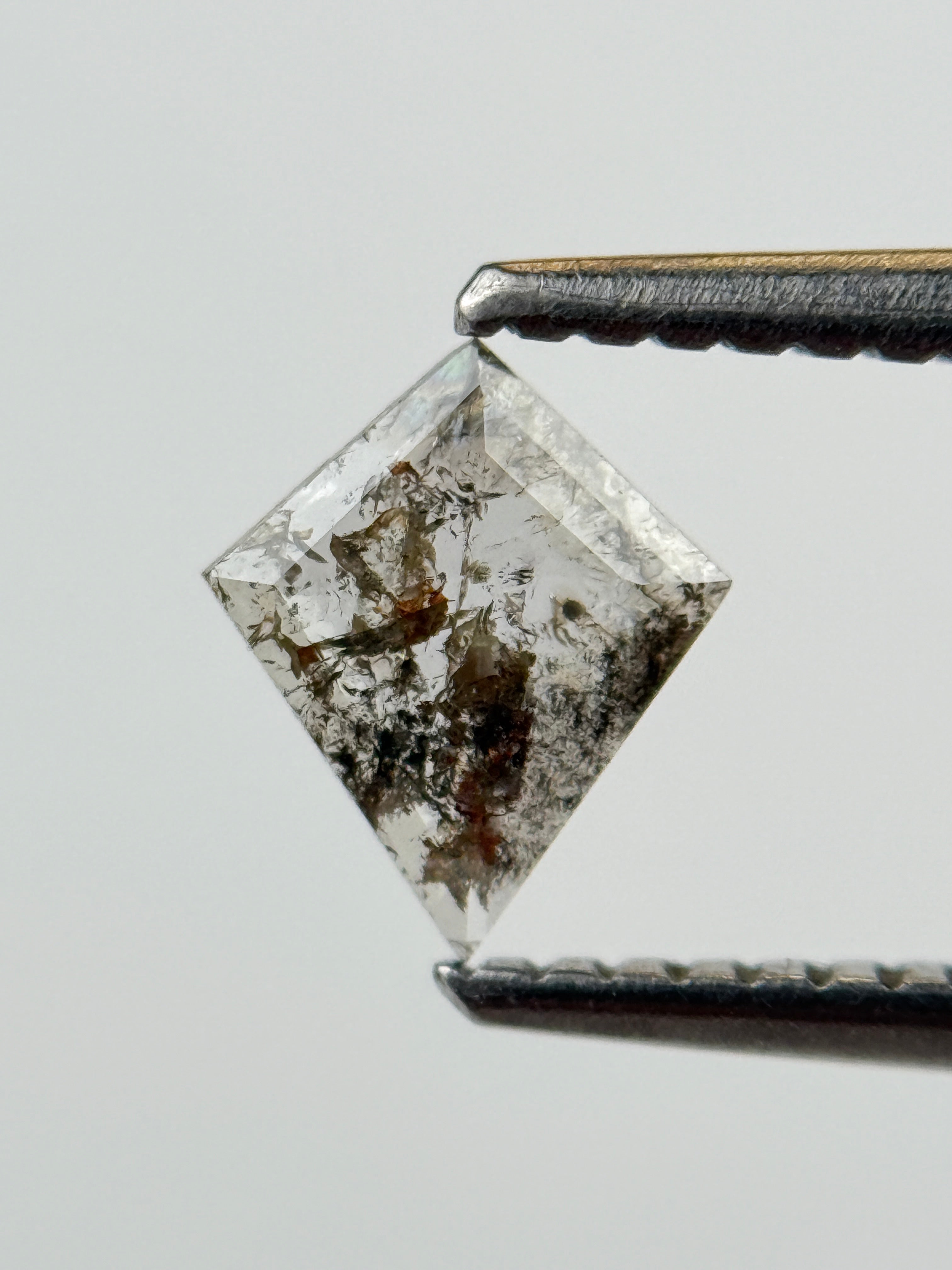0.32 Ct Kite Rose Cut Grey Natural Salt and Pepper Diamond