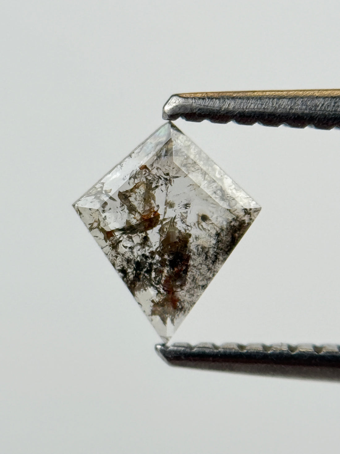 0.32 Ct Kite Rose Cut Grey Natural Salt and Pepper Diamond