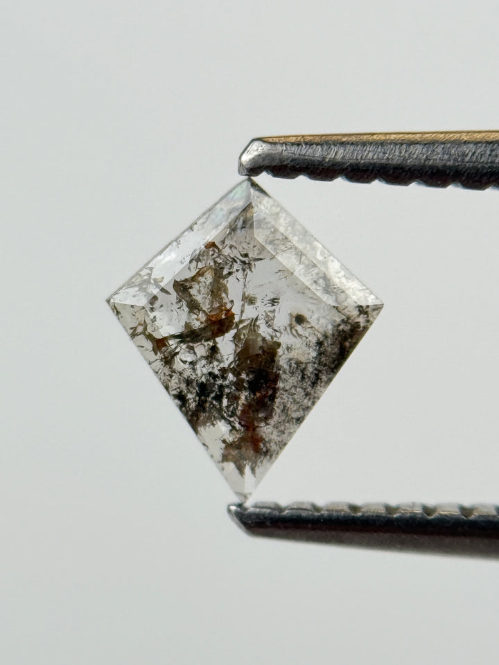 0.32 Ct Kite Rose Cut Grey Natural Salt and Pepper Diamond