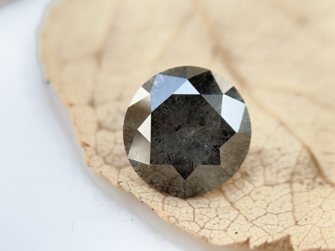0.58 Ct Round Brilliant Cut Grey Natural Fancy Diamond