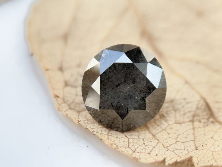 0.58 Ct Round Brilliant Cut Grey Natural Salt and Pepper Diamond