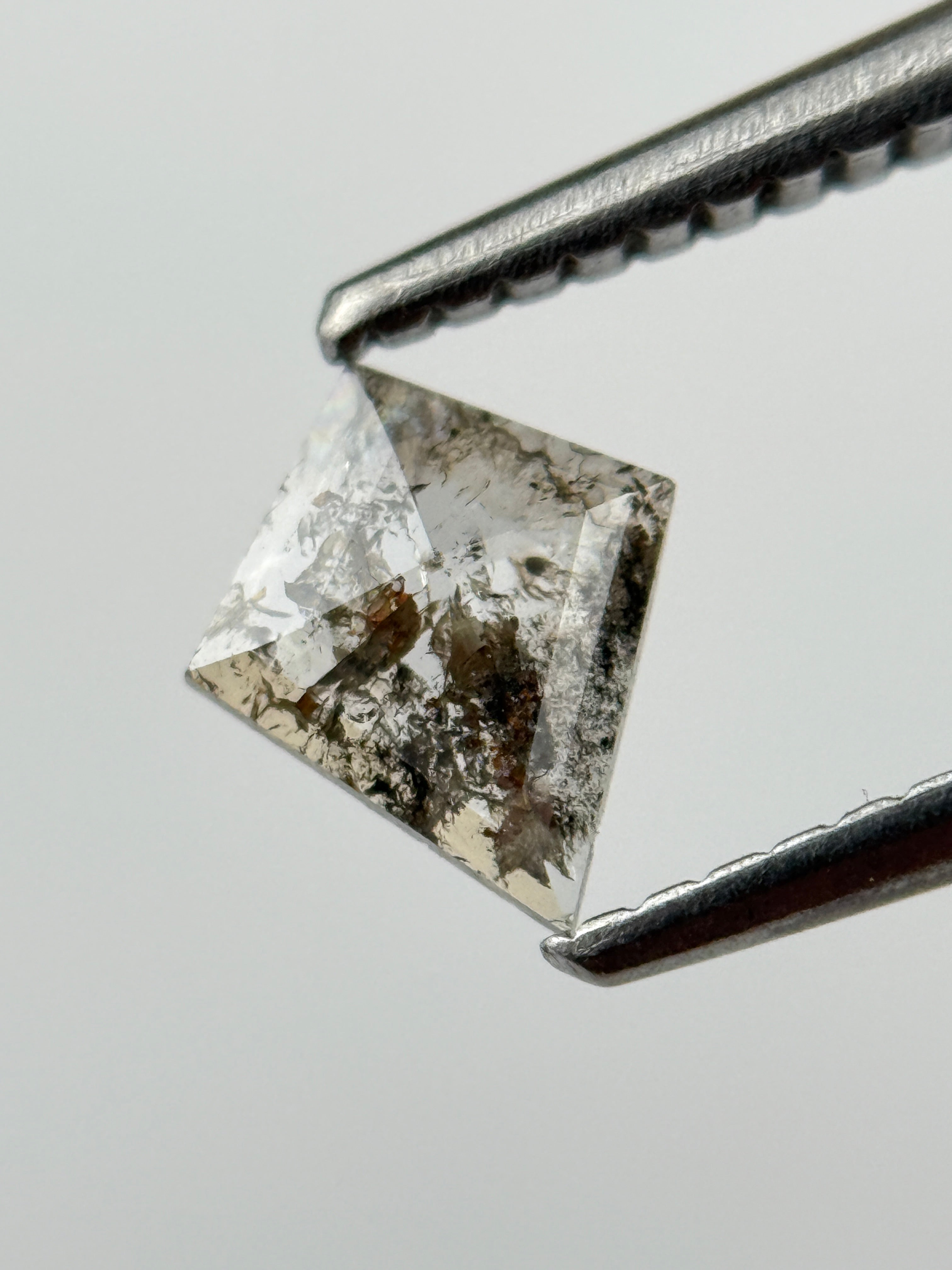 0.32 Ct Kite Rose Cut Grey Natural Salt and Pepper Diamond
