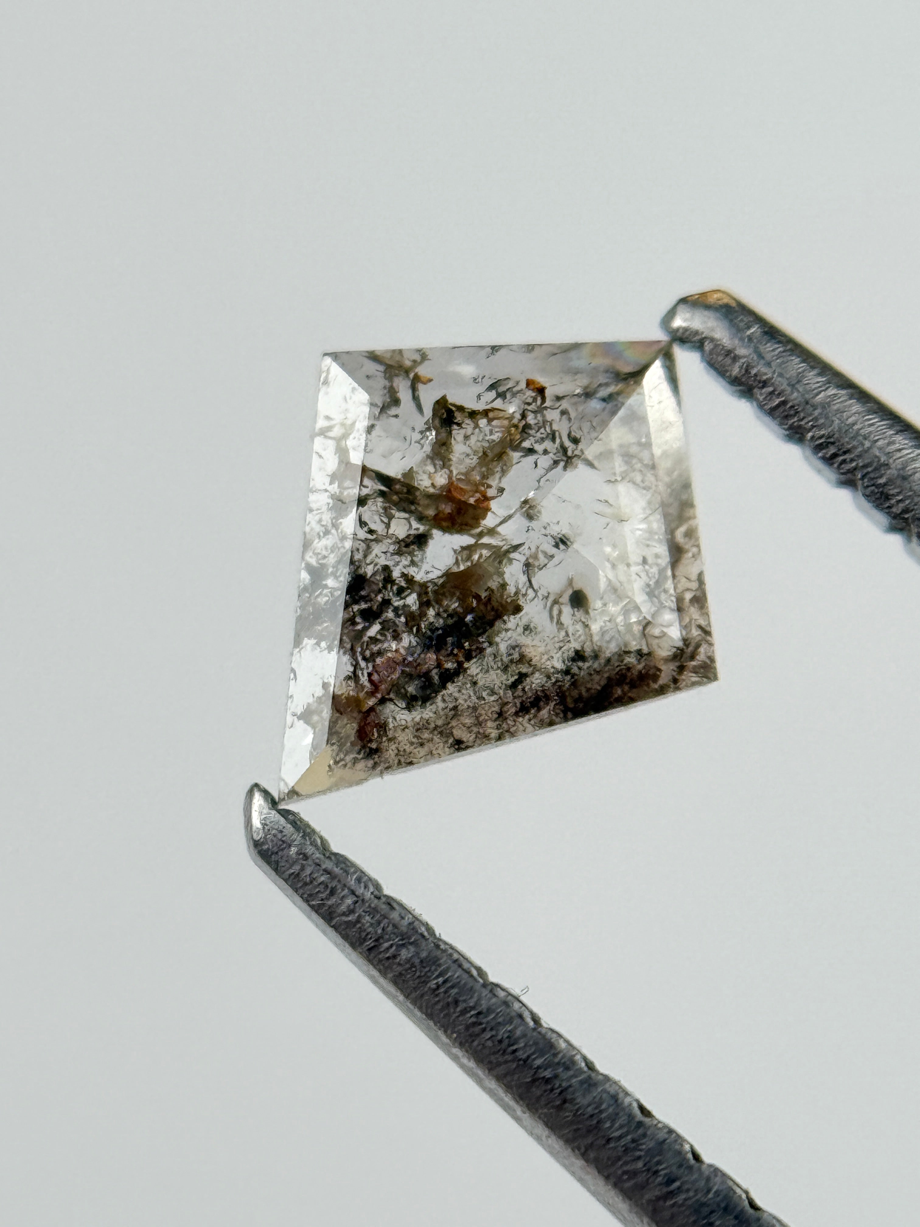 0.32 Ct Kite Rose Cut Grey Natural Salt and Pepper Diamond