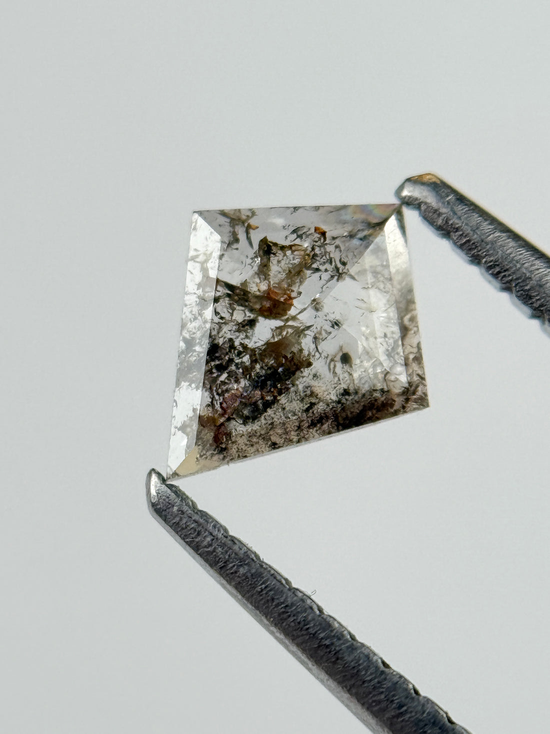 0.32 Ct Kite Rose Cut Grey Natural Salt and Pepper Diamond