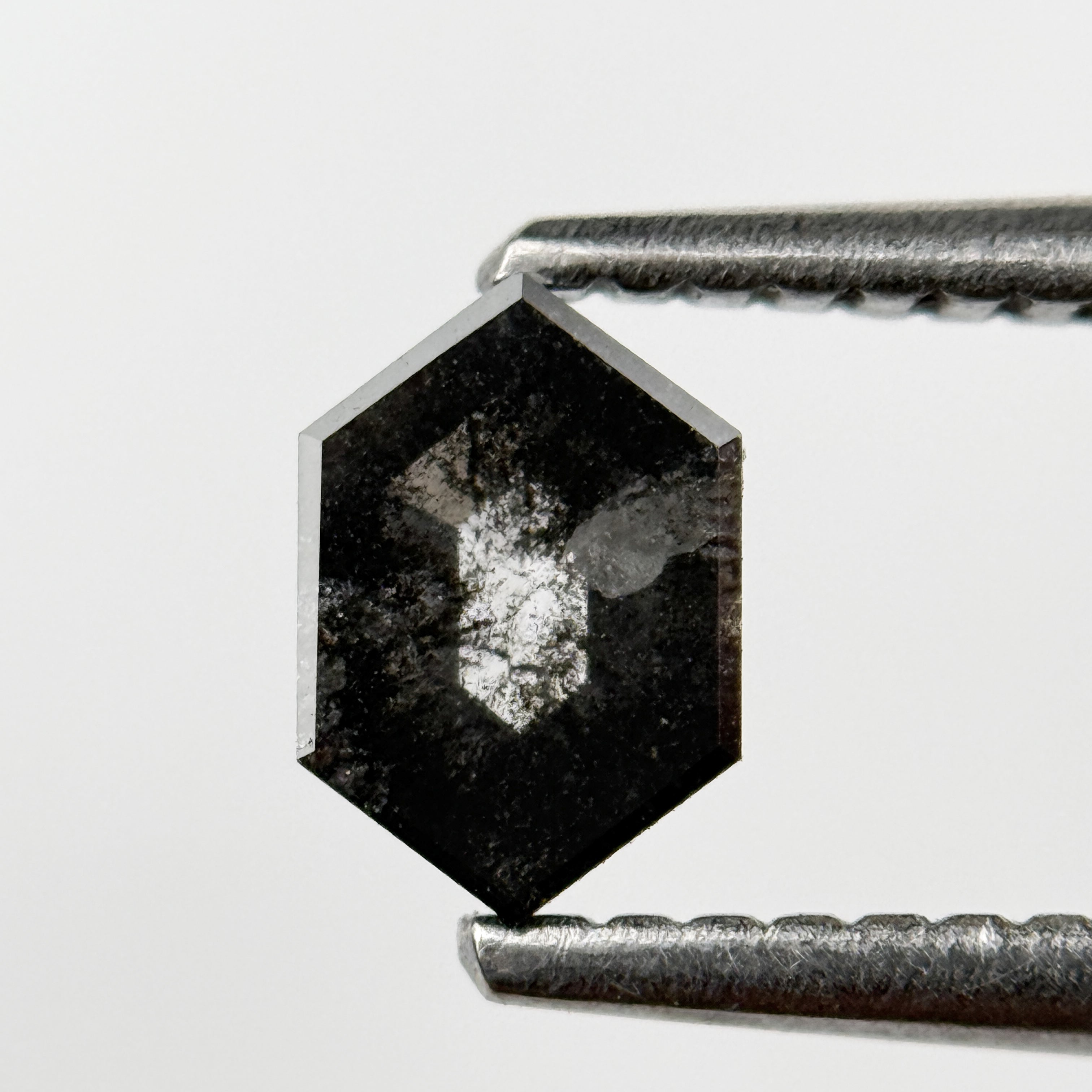 0.44 Ct Hexagon Rose Cut Grey Natural Salt and Pepper Diamond