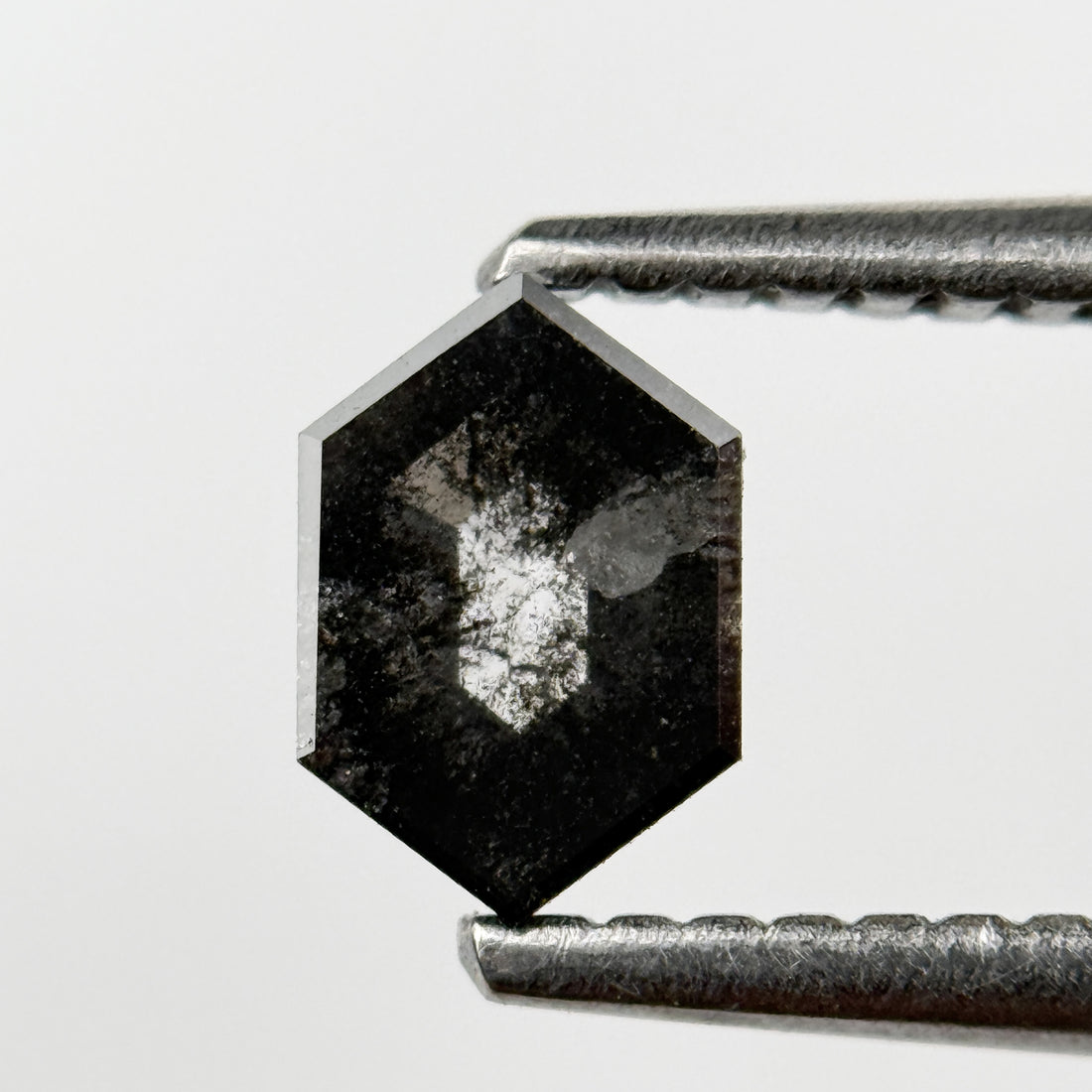 0.44 Ct Hexagon Rose Cut Grey Natural Salt and Pepper Diamond