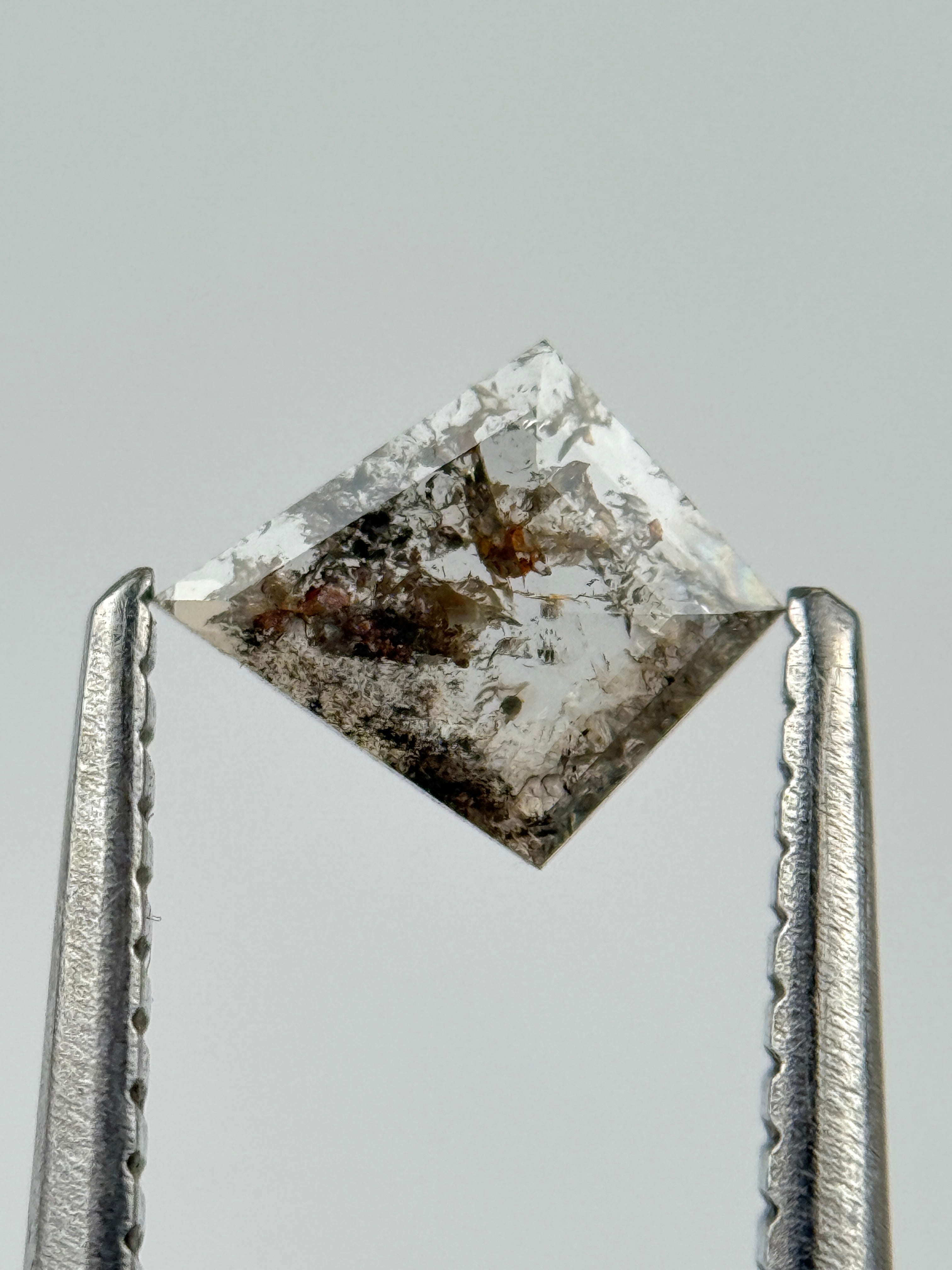 0.32 Ct Kite Rose Cut Grey Natural Salt and Pepper Diamond