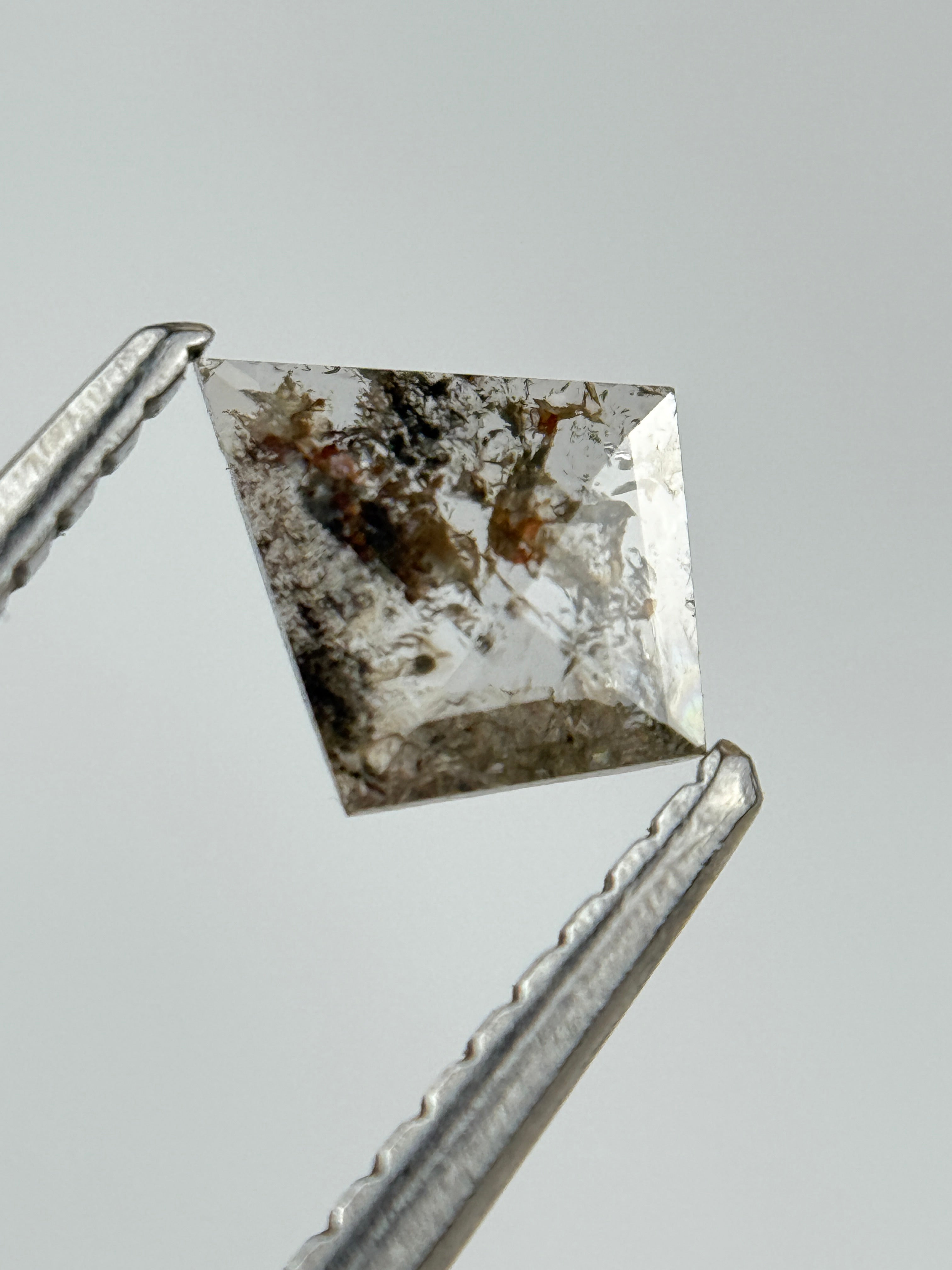 0.32 Ct Kite Rose Cut Grey Natural Salt and Pepper Diamond