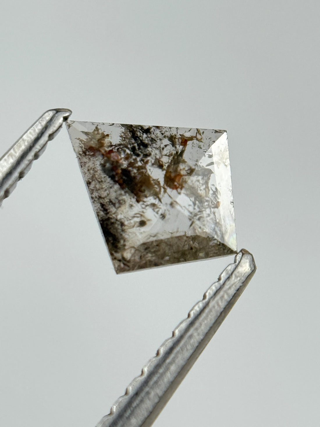 0.32 Ct Kite Rose Cut Grey Natural Salt and Pepper Diamond