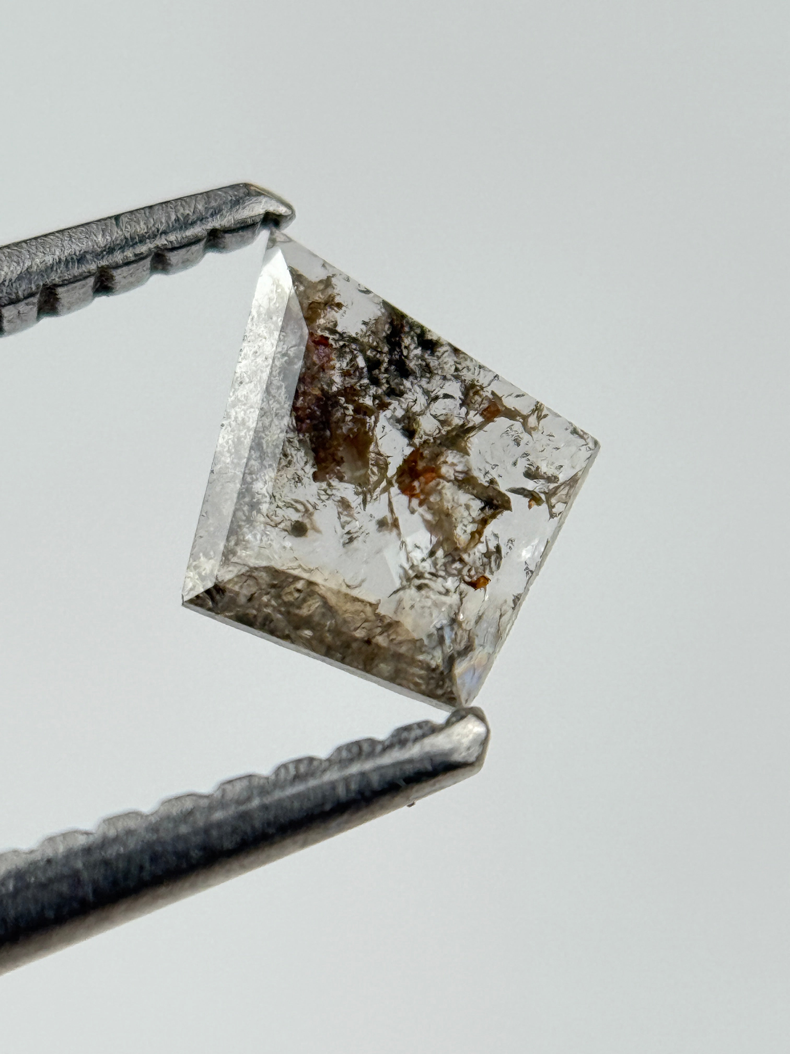 0.32 Ct Kite Rose Cut Grey Natural Salt and Pepper Diamond