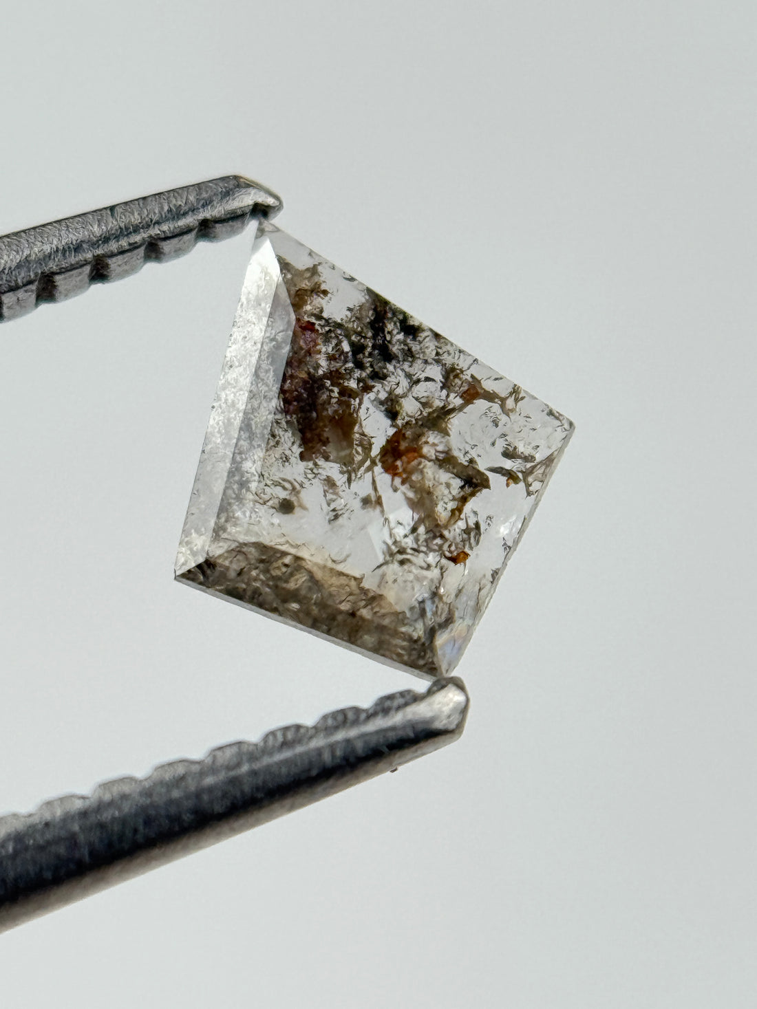 0.32 Ct Kite Rose Cut Grey Natural Salt and Pepper Diamond