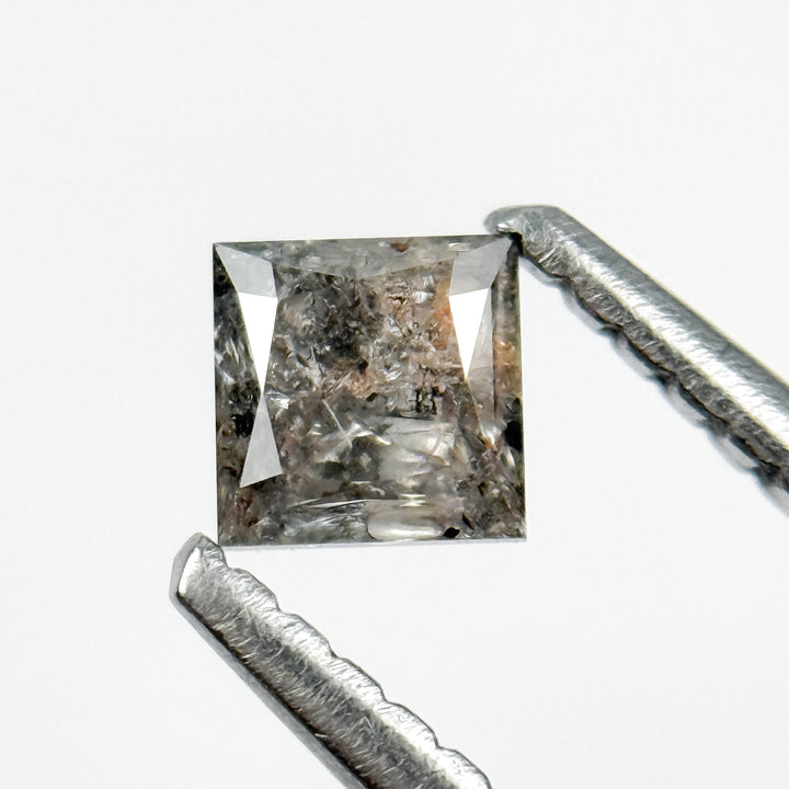 0.30 Ct Princess Rose Cut Grey Natural Salt and Pepper Diamond