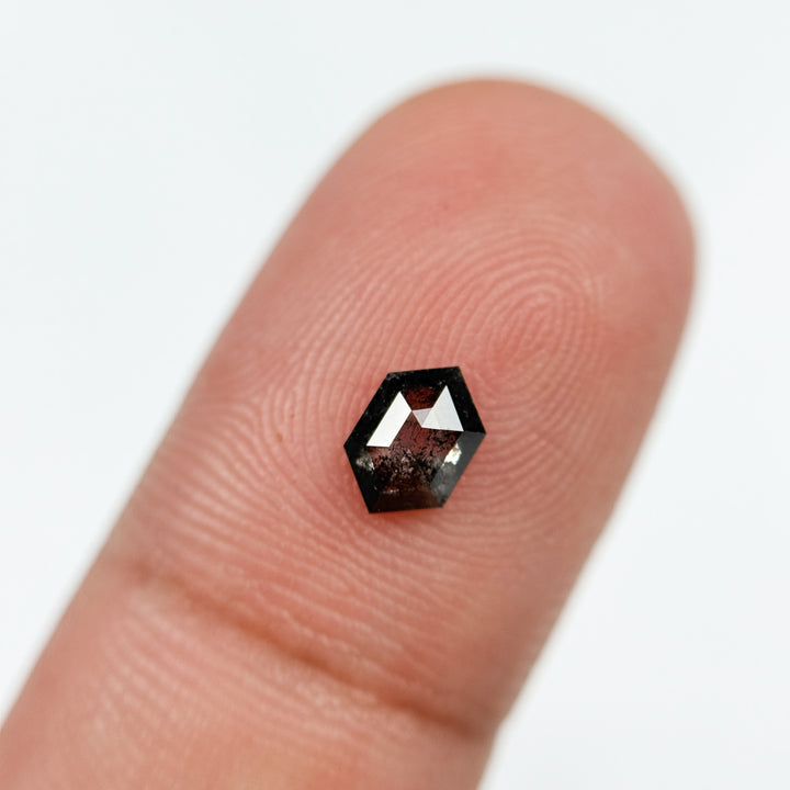 0.44 Ct Hexagon Rose Cut Grey Natural Salt and Pepper Diamond