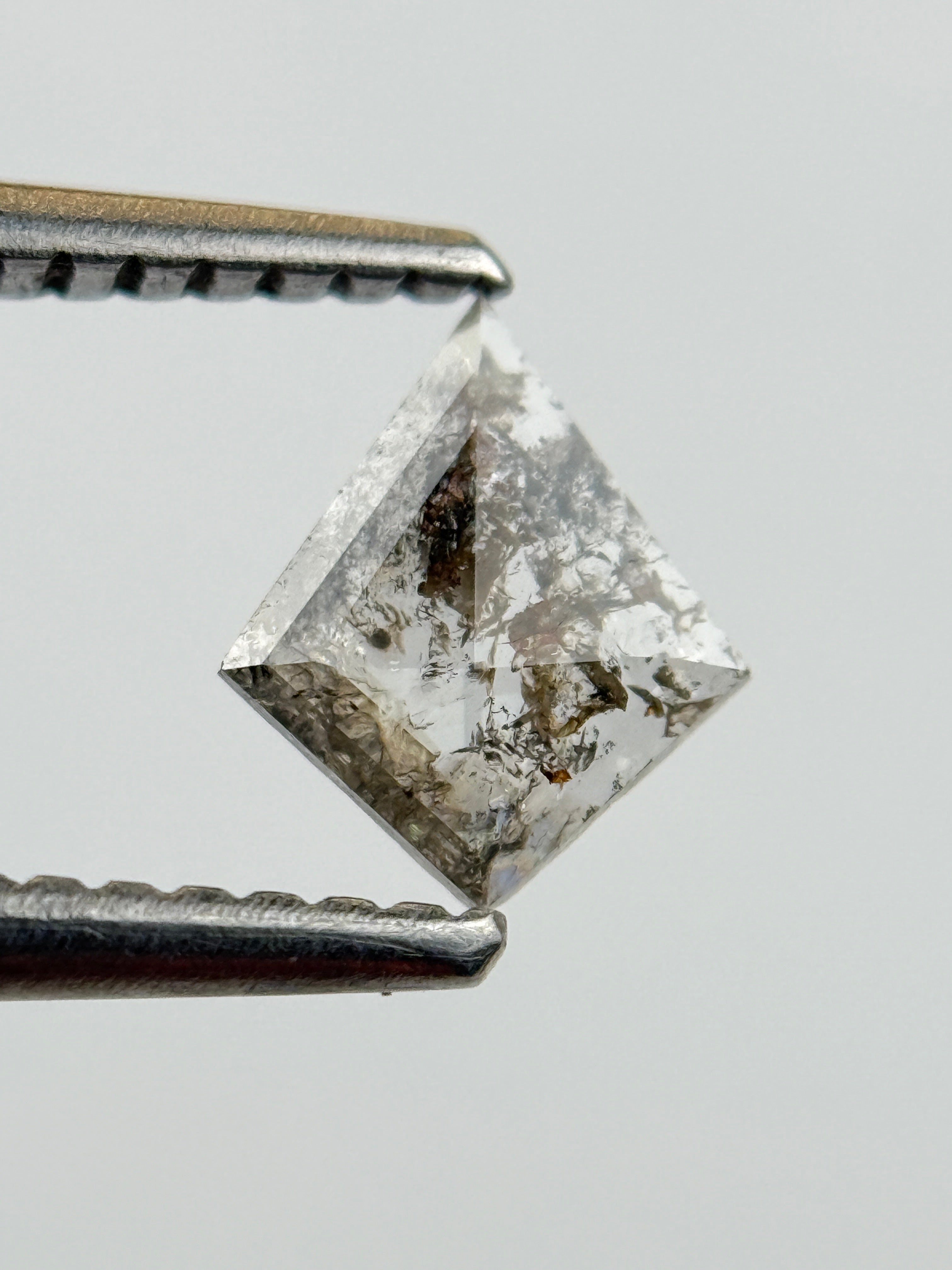0.32 Ct Kite Rose Cut Grey Natural Salt and Pepper Diamond