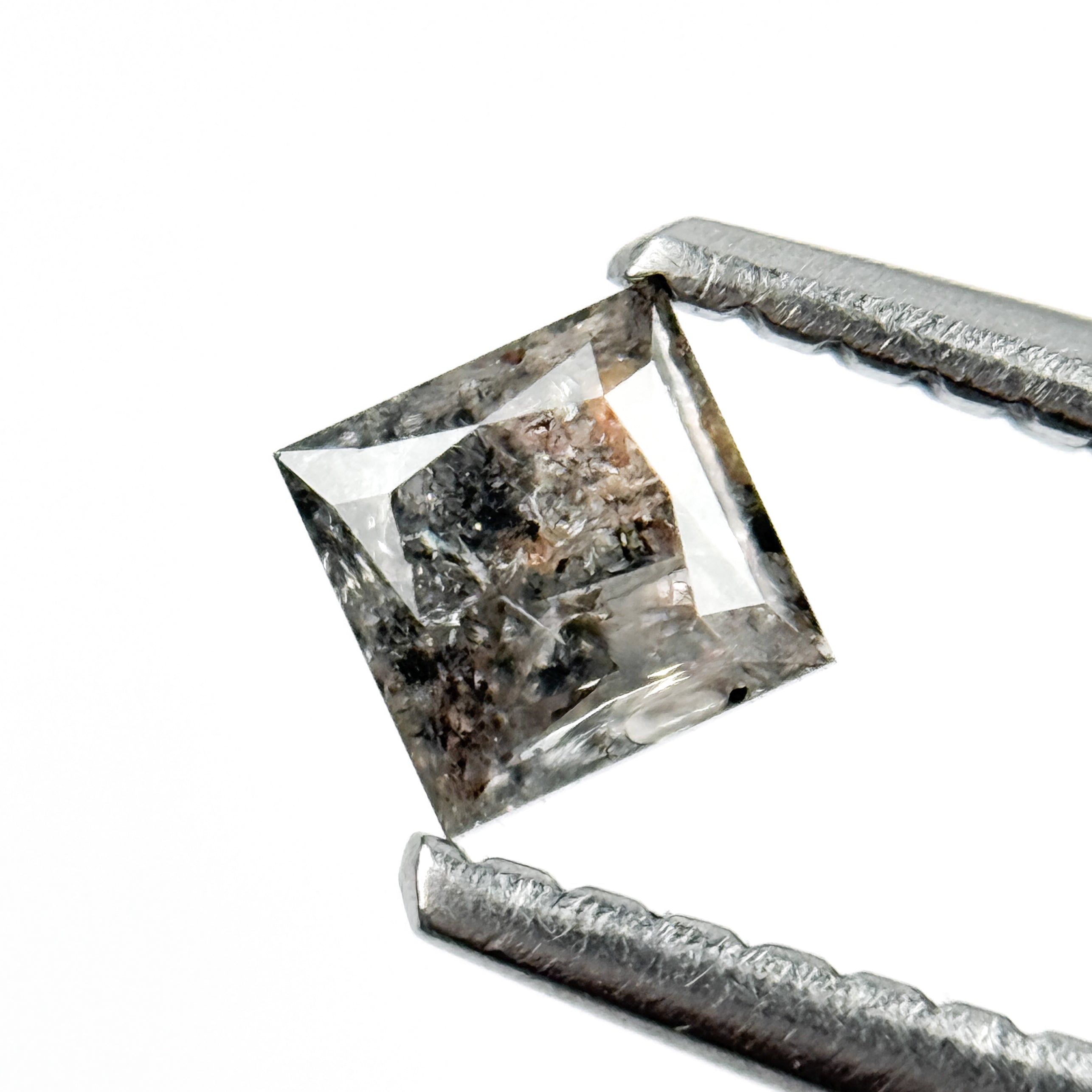 0.30 Ct Princess Rose Cut Grey Natural Salt and Pepper Diamond