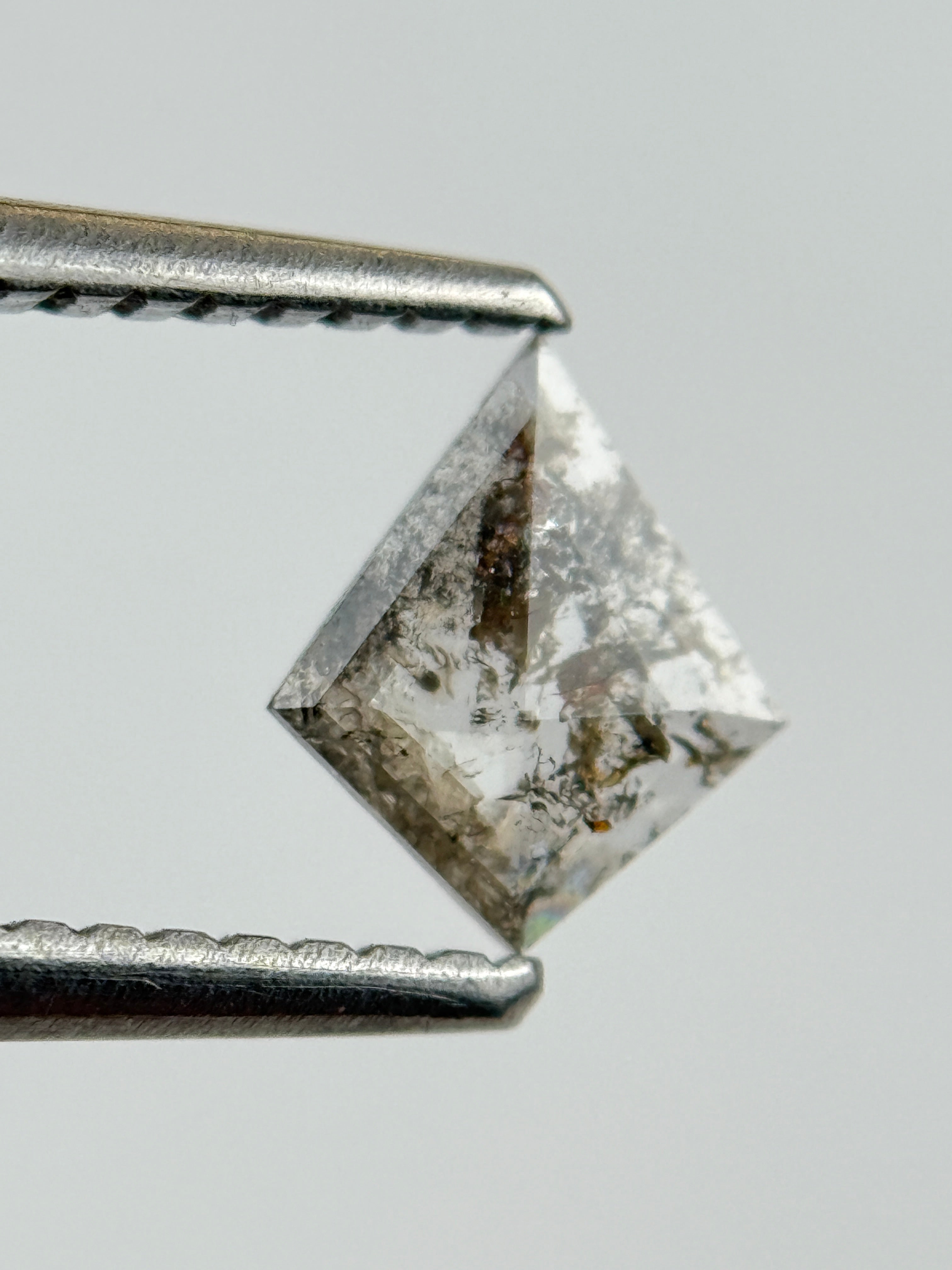 0.32 Ct Kite Rose Cut Grey Natural Salt and Pepper Diamond