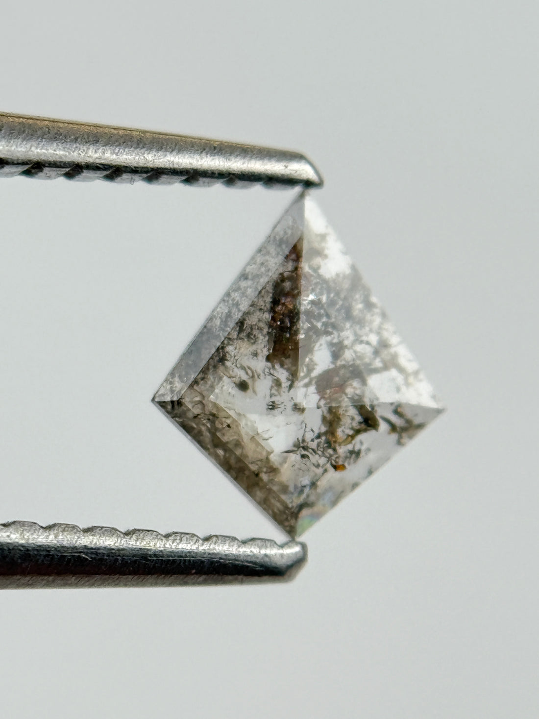 0.32 Ct Kite Rose Cut Grey Natural Salt and Pepper Diamond