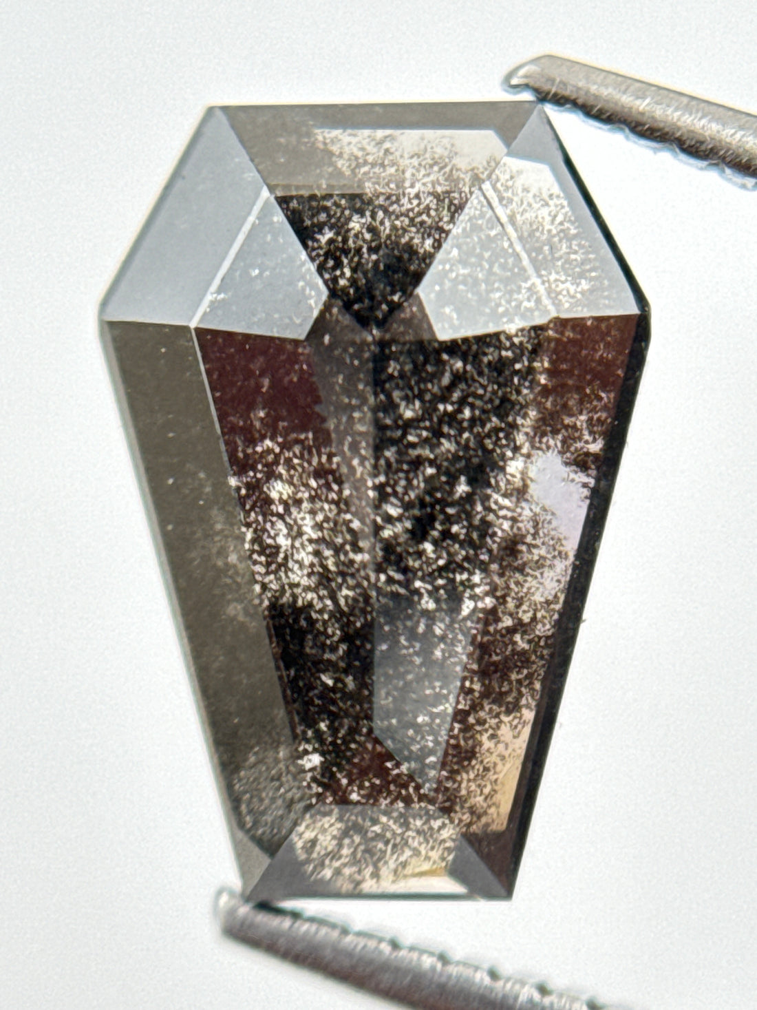 3.58 Ct Coffin Rose Cut Grey Natural Galaxy Diamond