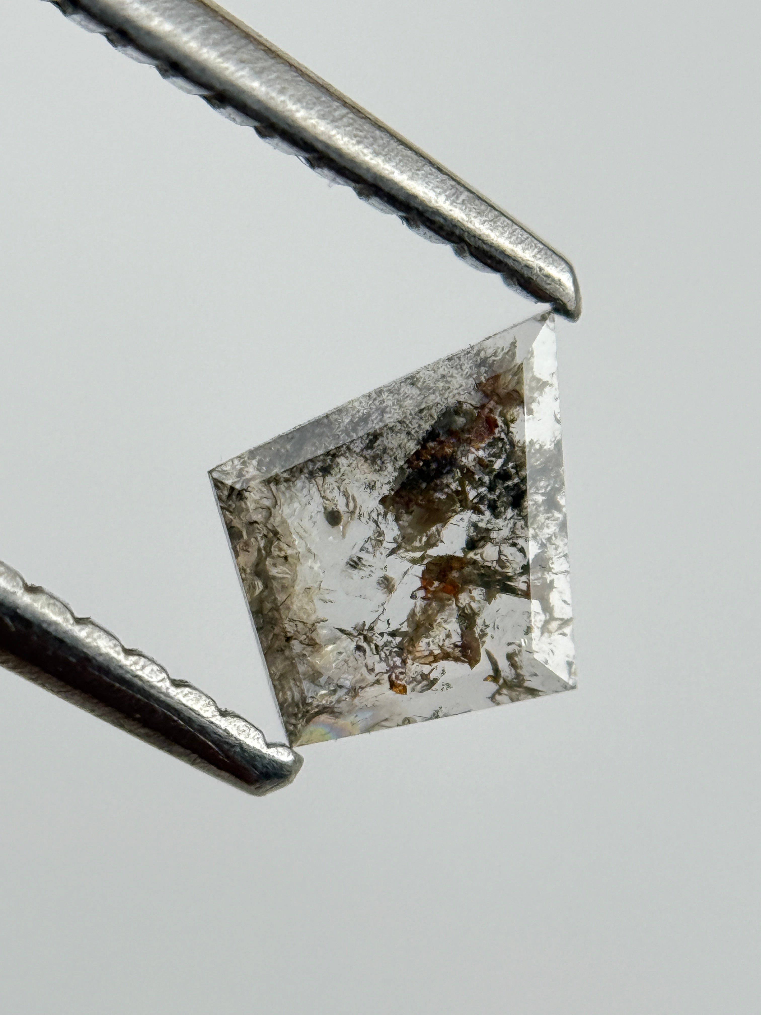 0.32 Ct Kite Rose Cut Grey Natural Salt and Pepper Diamond