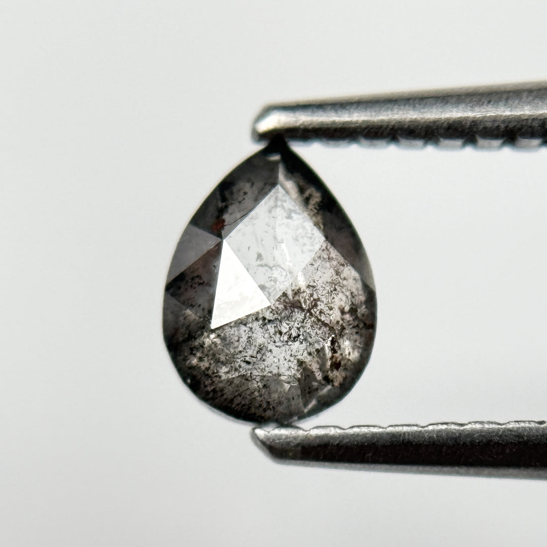 0.56 Ct Pear Rose Cut Grey Natural Salt and Pepper Diamond
