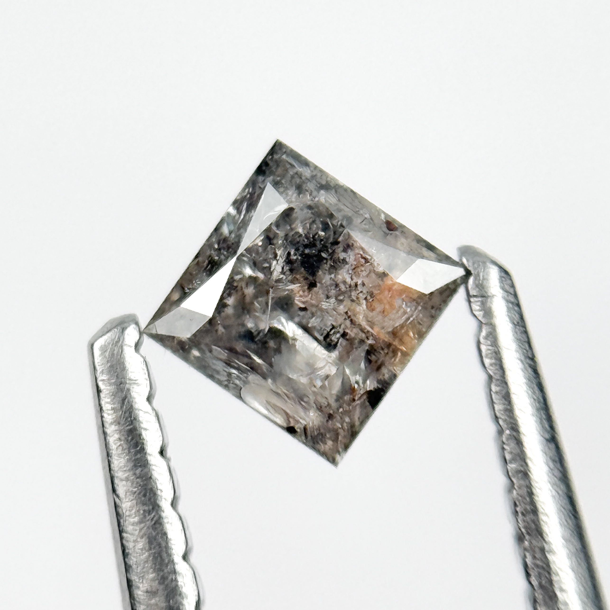 0.30 Ct Princess Rose Cut Grey Natural Salt and Pepper Diamond