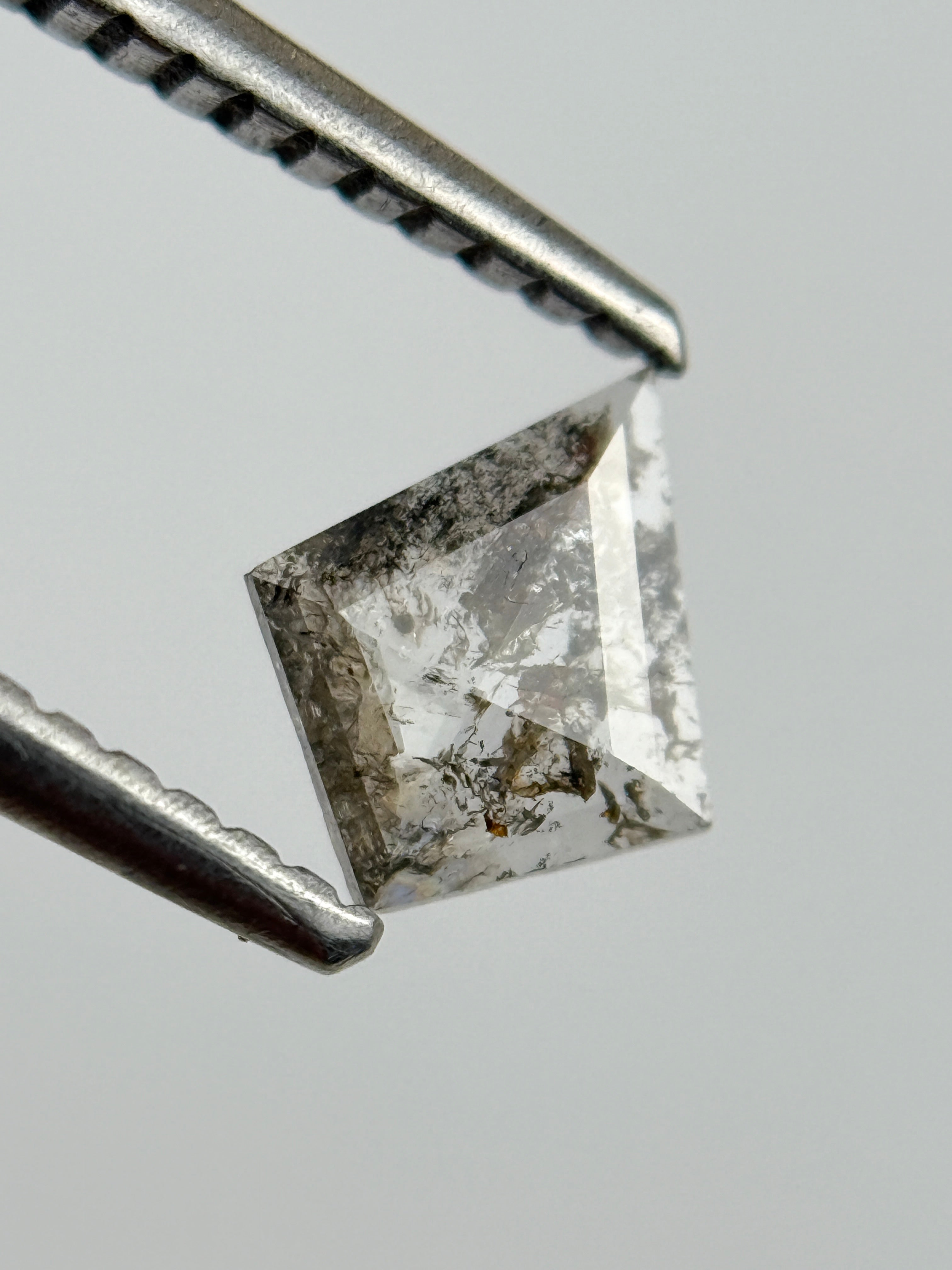 0.32 Ct Kite Rose Cut Grey Natural Salt and Pepper Diamond