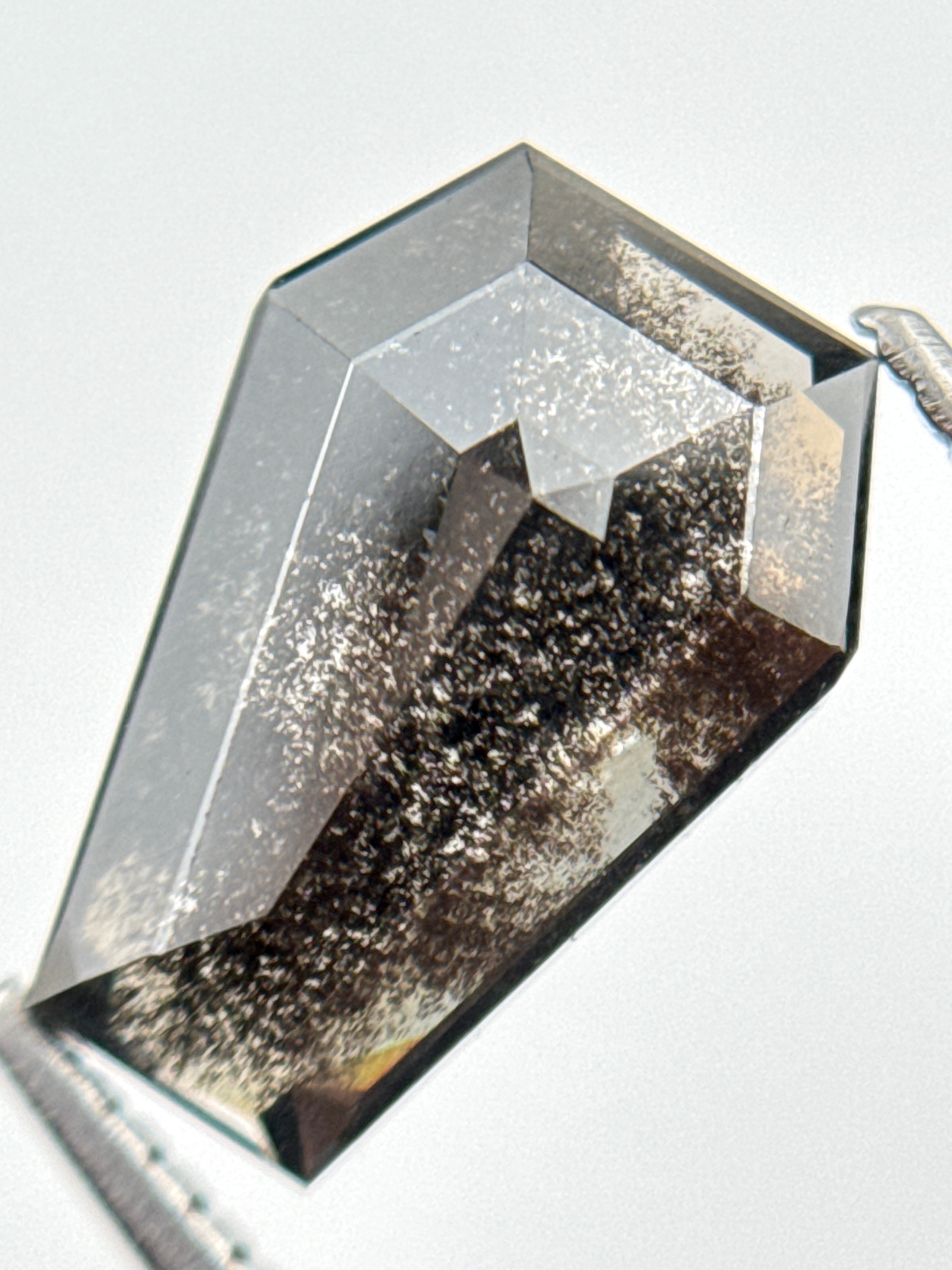 3.58 Ct Coffin Rose Cut Grey Natural Galaxy Diamond