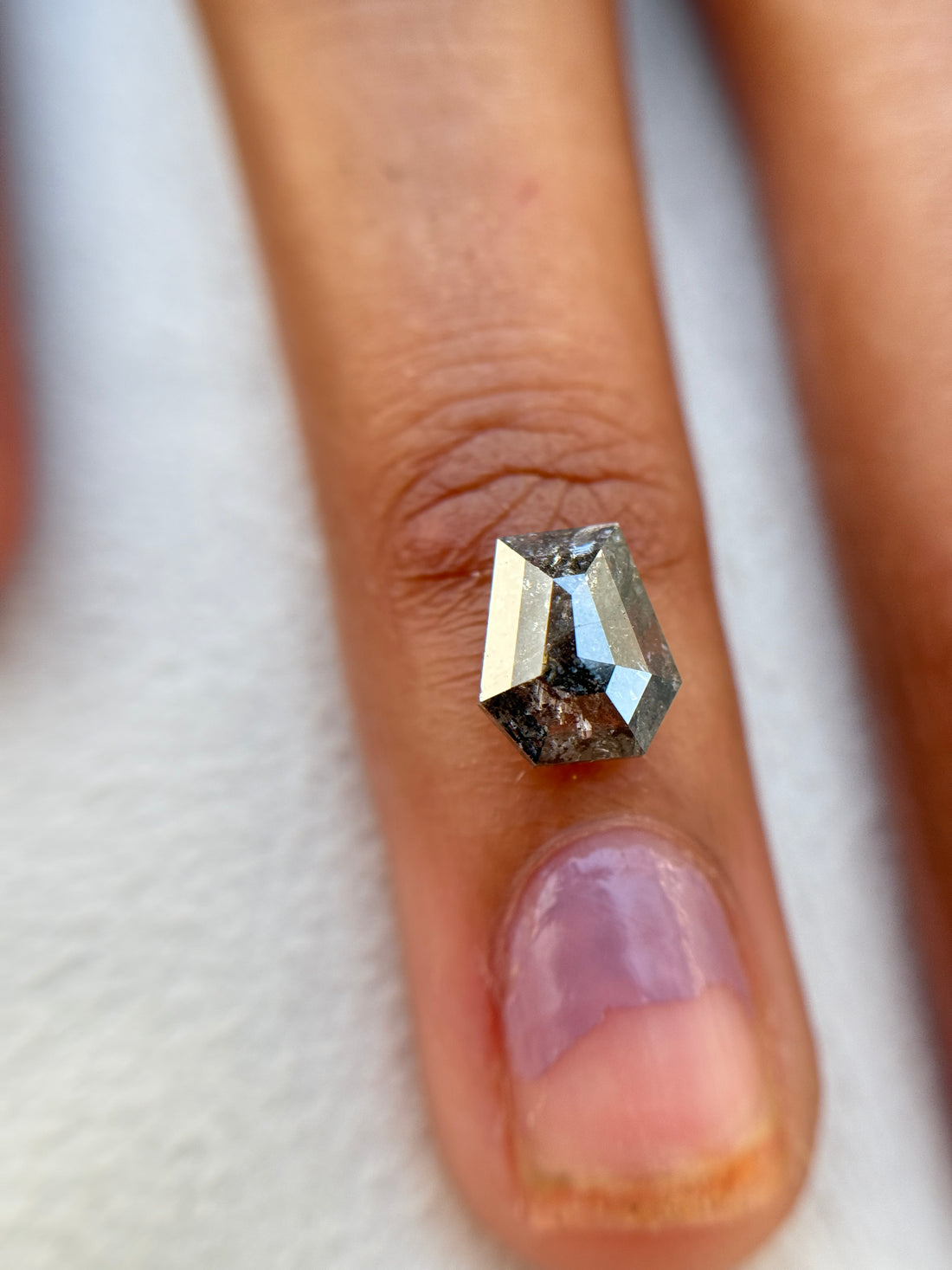 1.49 Ct Coffin Rose Cut Grey Natural Salt and Pepper Diamond