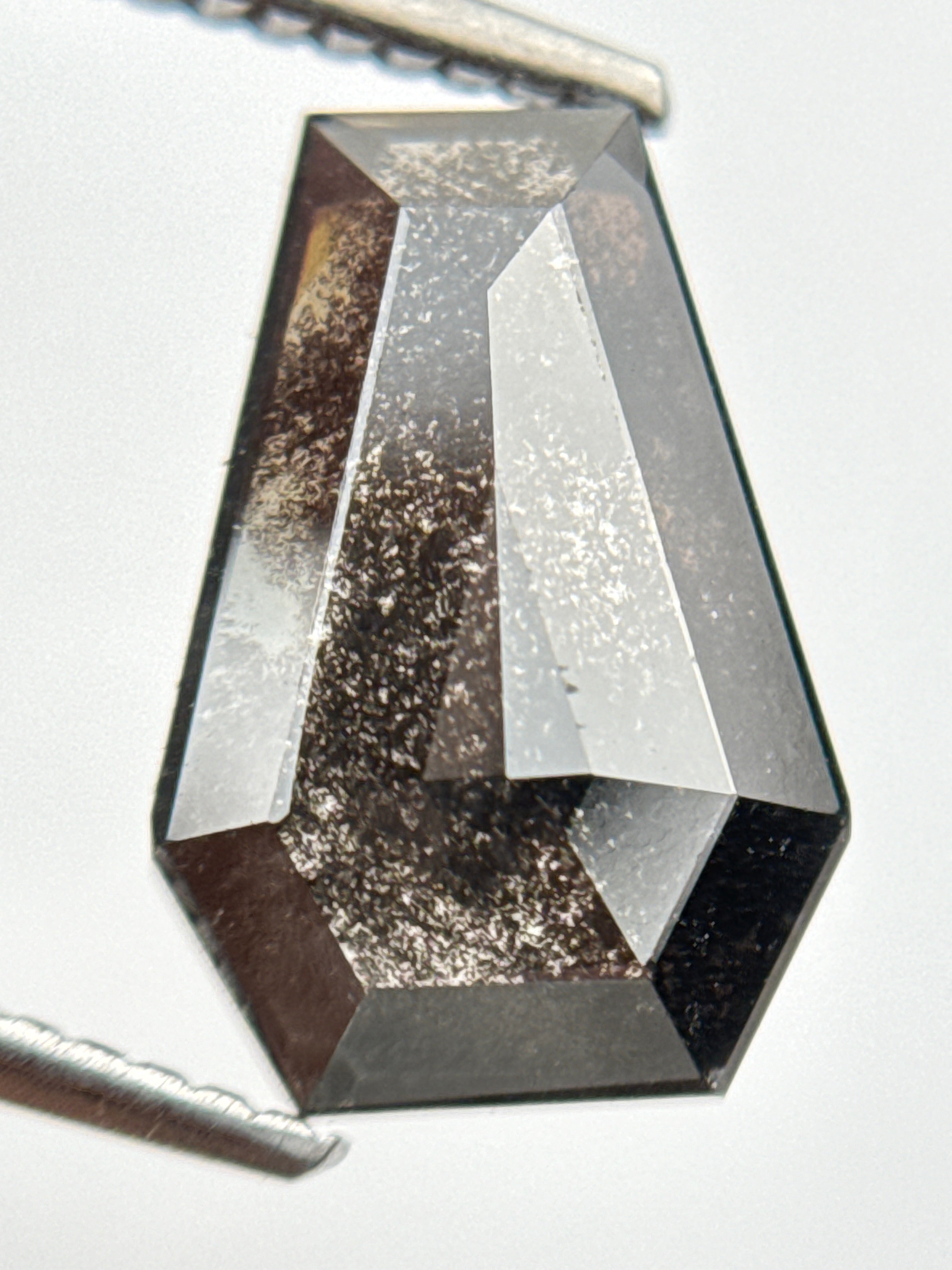 3.58 Ct Coffin Rose Cut Grey Natural Galaxy Diamond