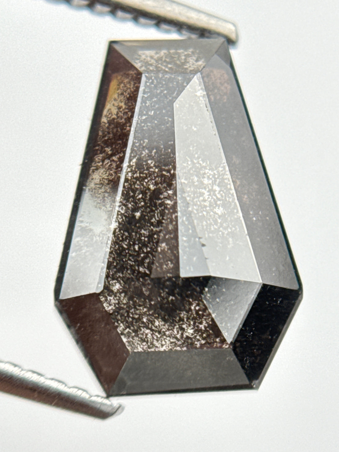 3.58 Ct Coffin Rose Cut Grey Natural Galaxy Diamond