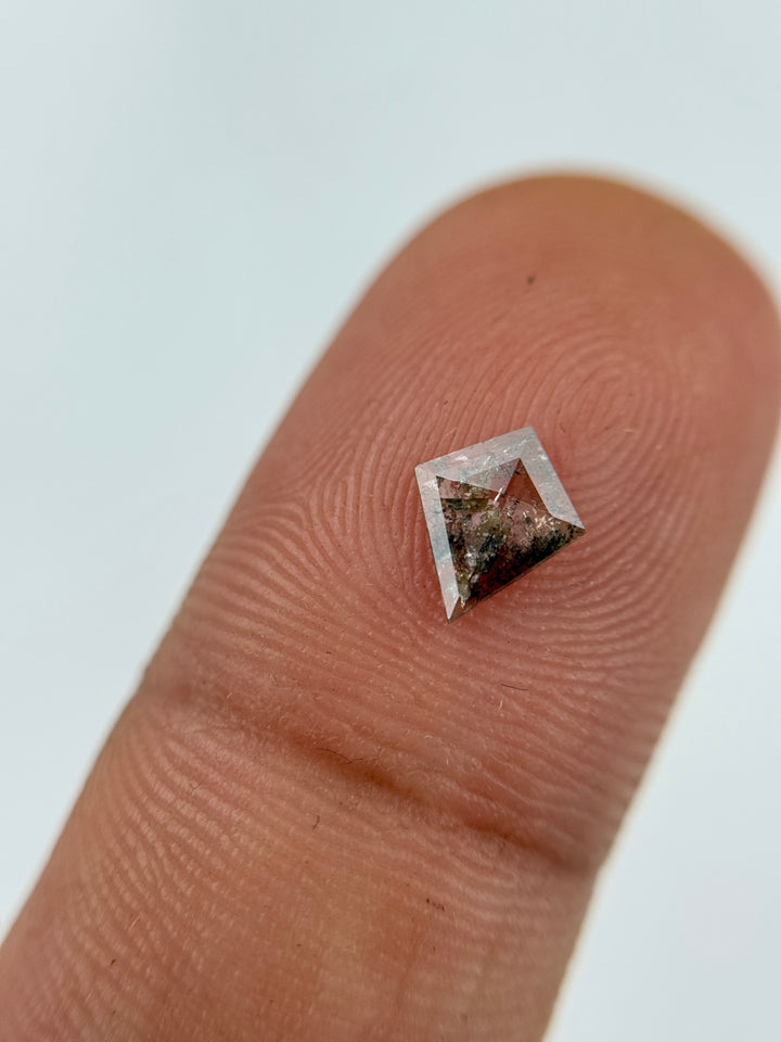 0.32 Ct Kite Rose Cut Grey Natural Salt and Pepper Diamond