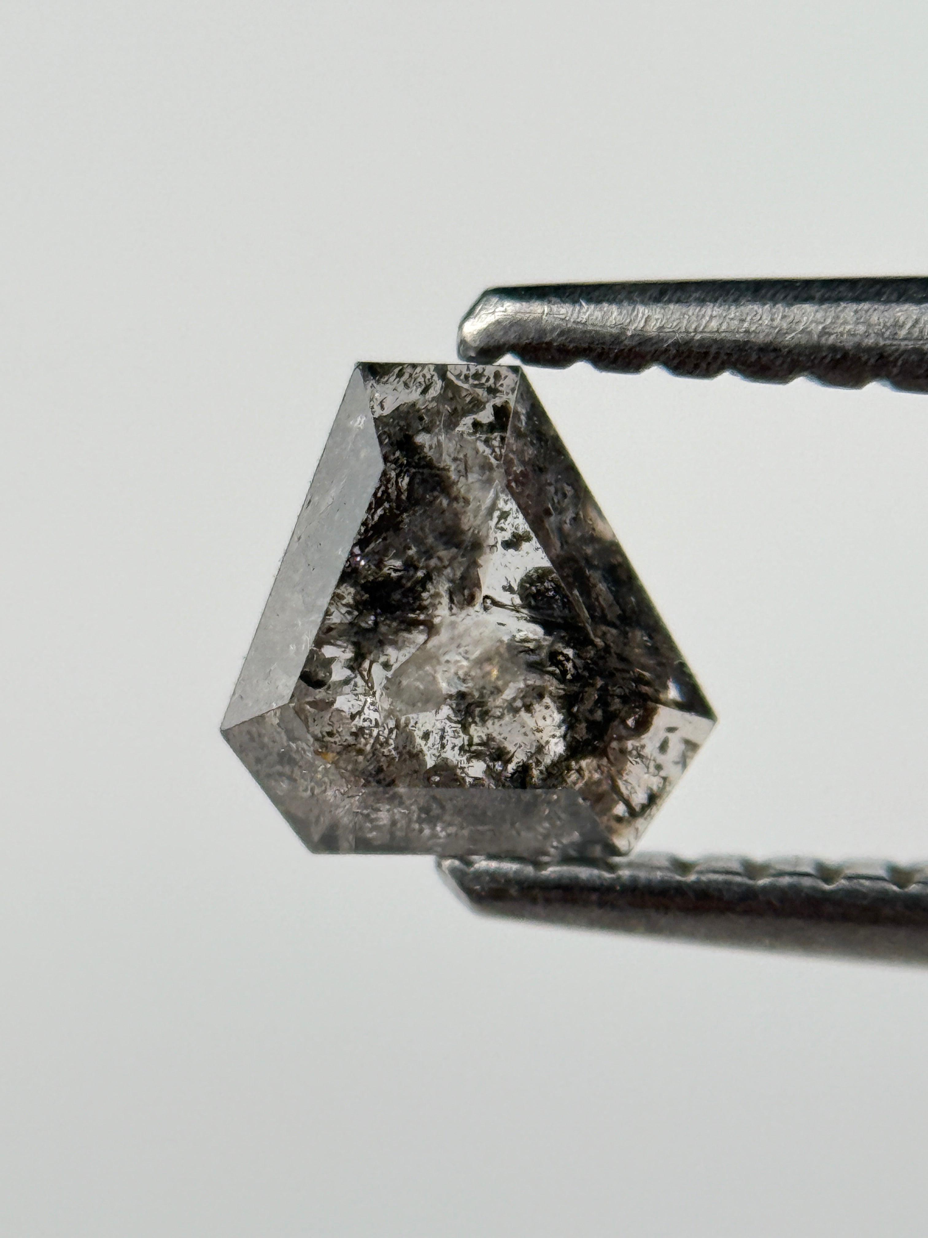 0.52 Ct Coffin Rose Cut Grey Natural Salt and Pepper Diamond