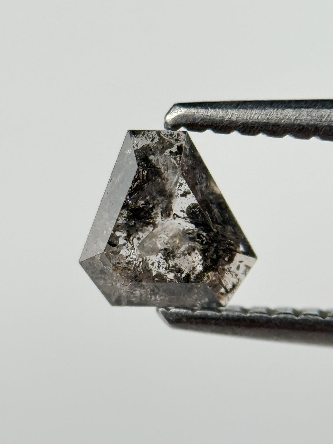0.52 Ct Coffin Rose Cut Grey Natural Salt and Pepper Diamond