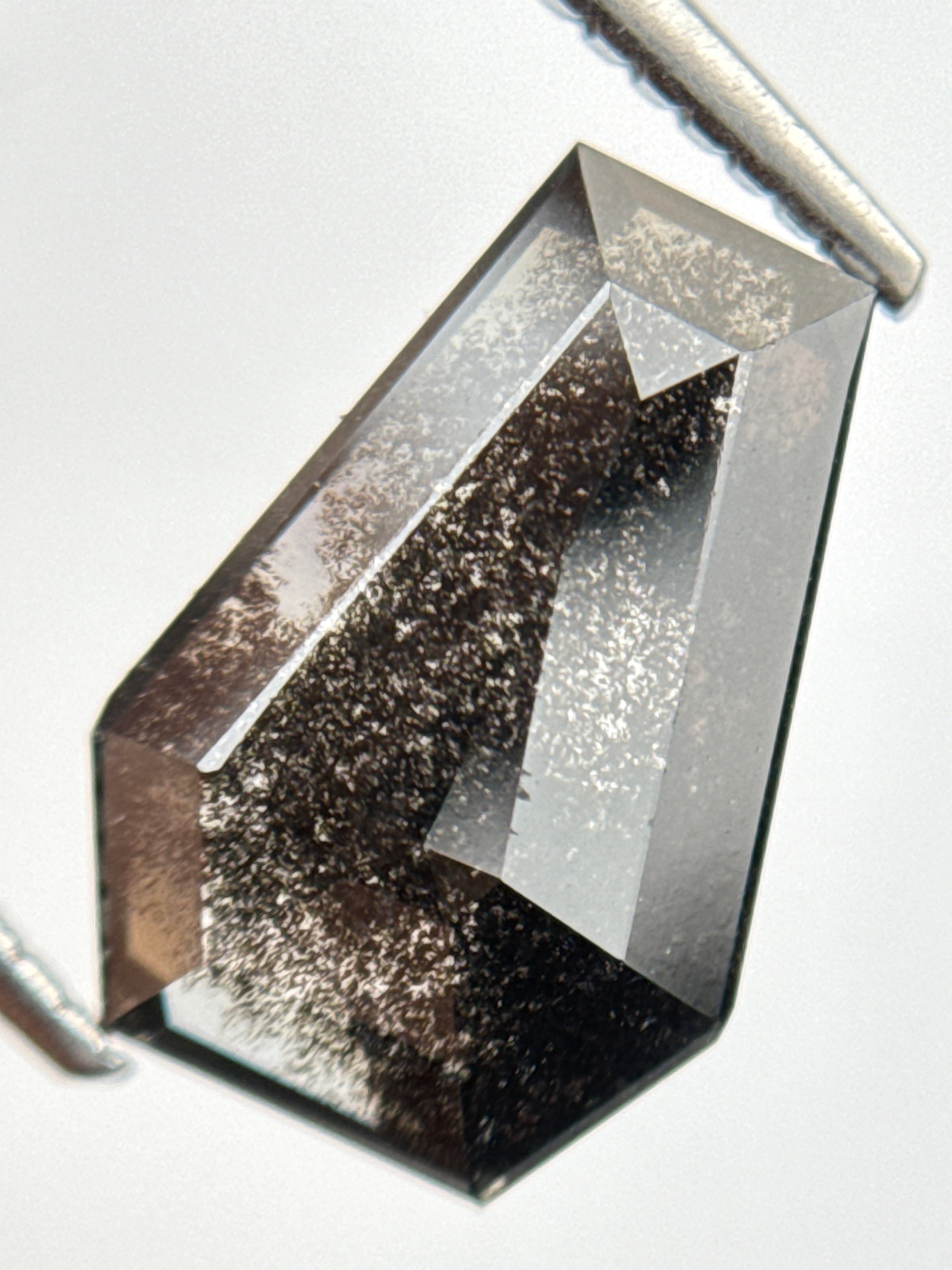 3.58 Ct Coffin Rose Cut Grey Natural Galaxy Diamond