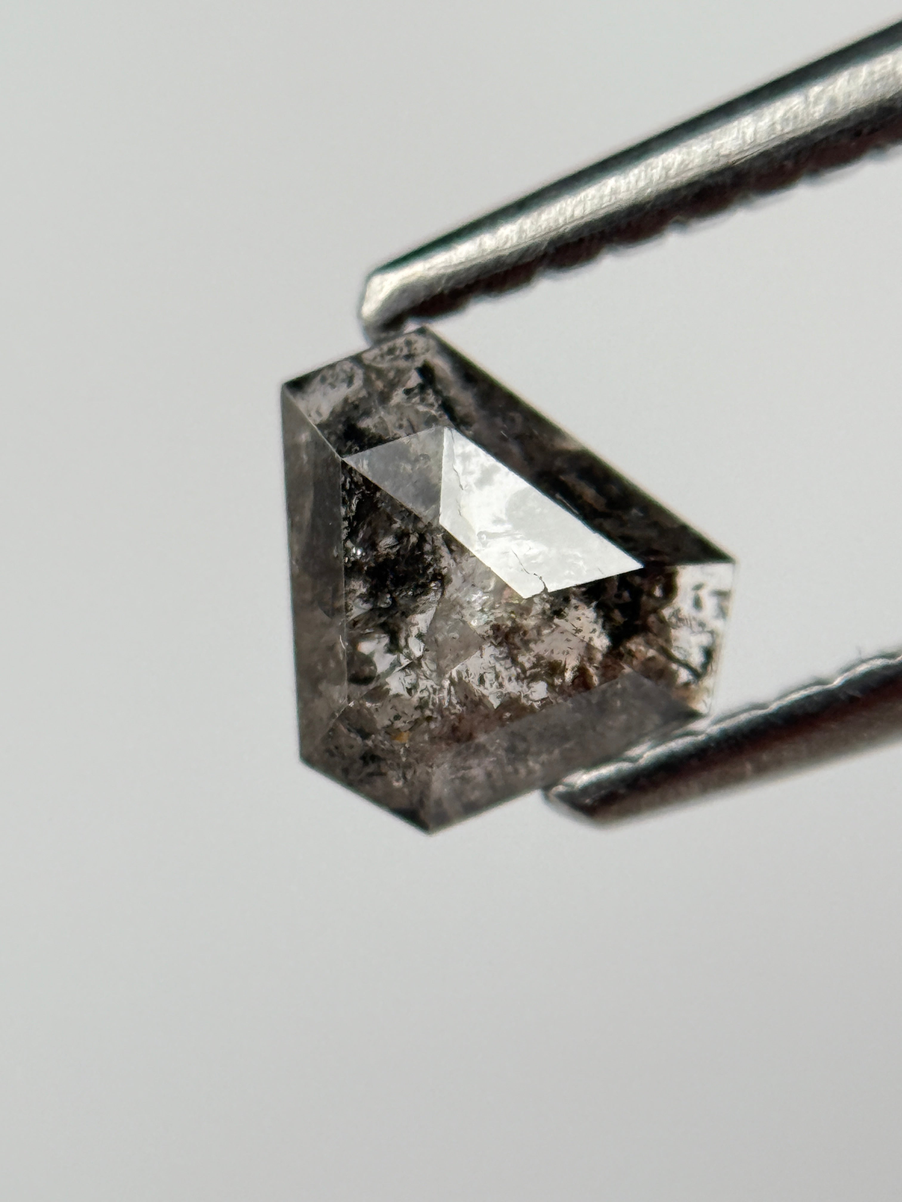0.52 Ct Coffin Rose Cut Grey Natural Salt and Pepper Diamond