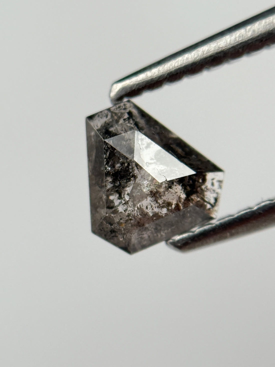 0.52 Ct Coffin Rose Cut Grey Natural Salt and Pepper Diamond