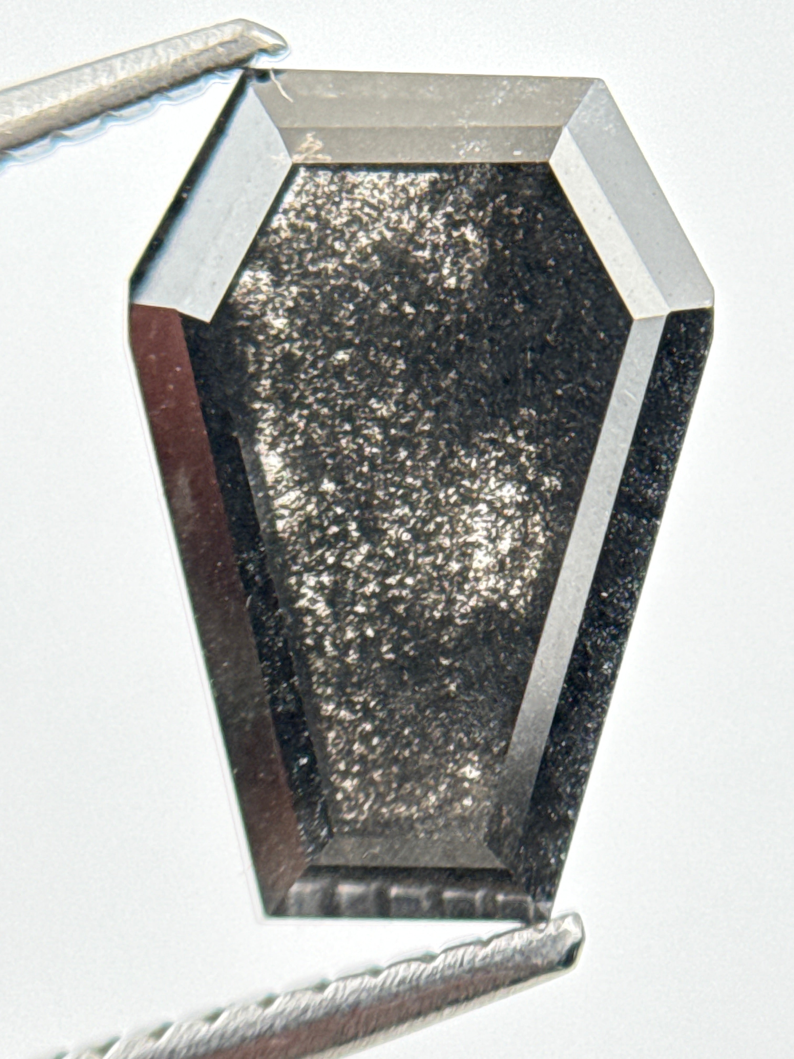 3.58 Ct Coffin Rose Cut Grey Natural Galaxy Diamond