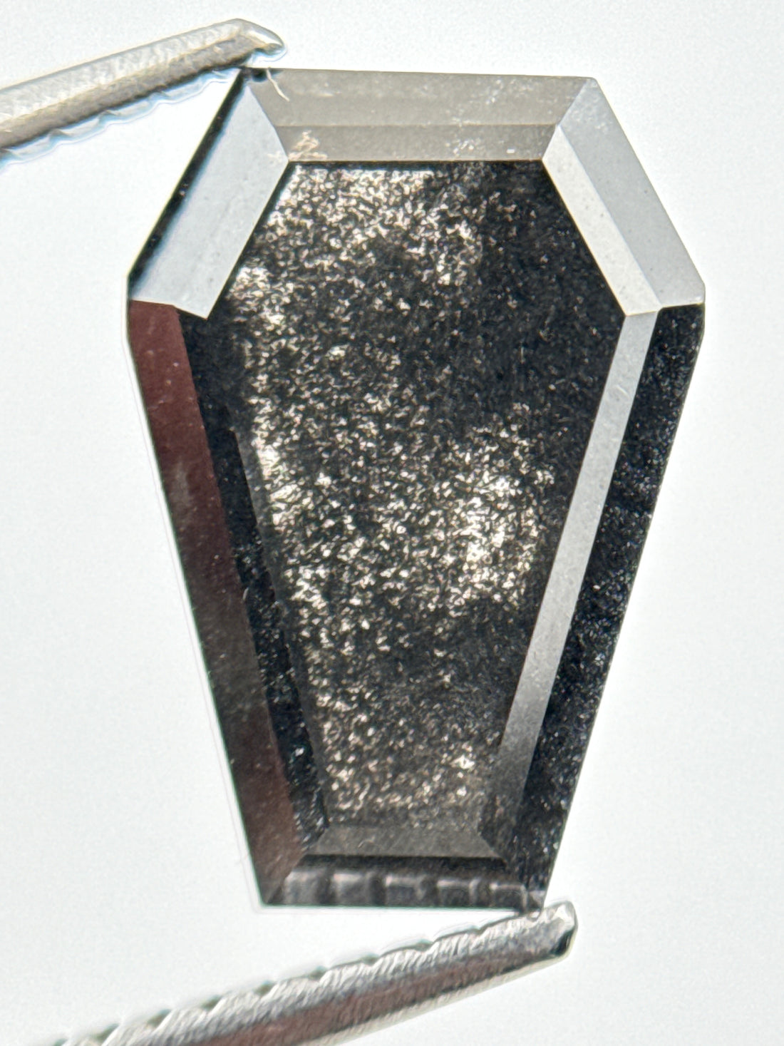 3.58 Ct Coffin Rose Cut Grey Natural Galaxy Diamond