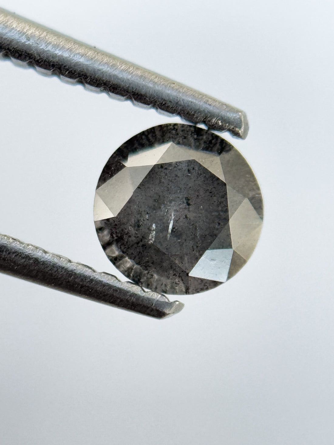 0.58 Ct Round Brilliant Cut Grey Natural Salt and Pepper Diamond